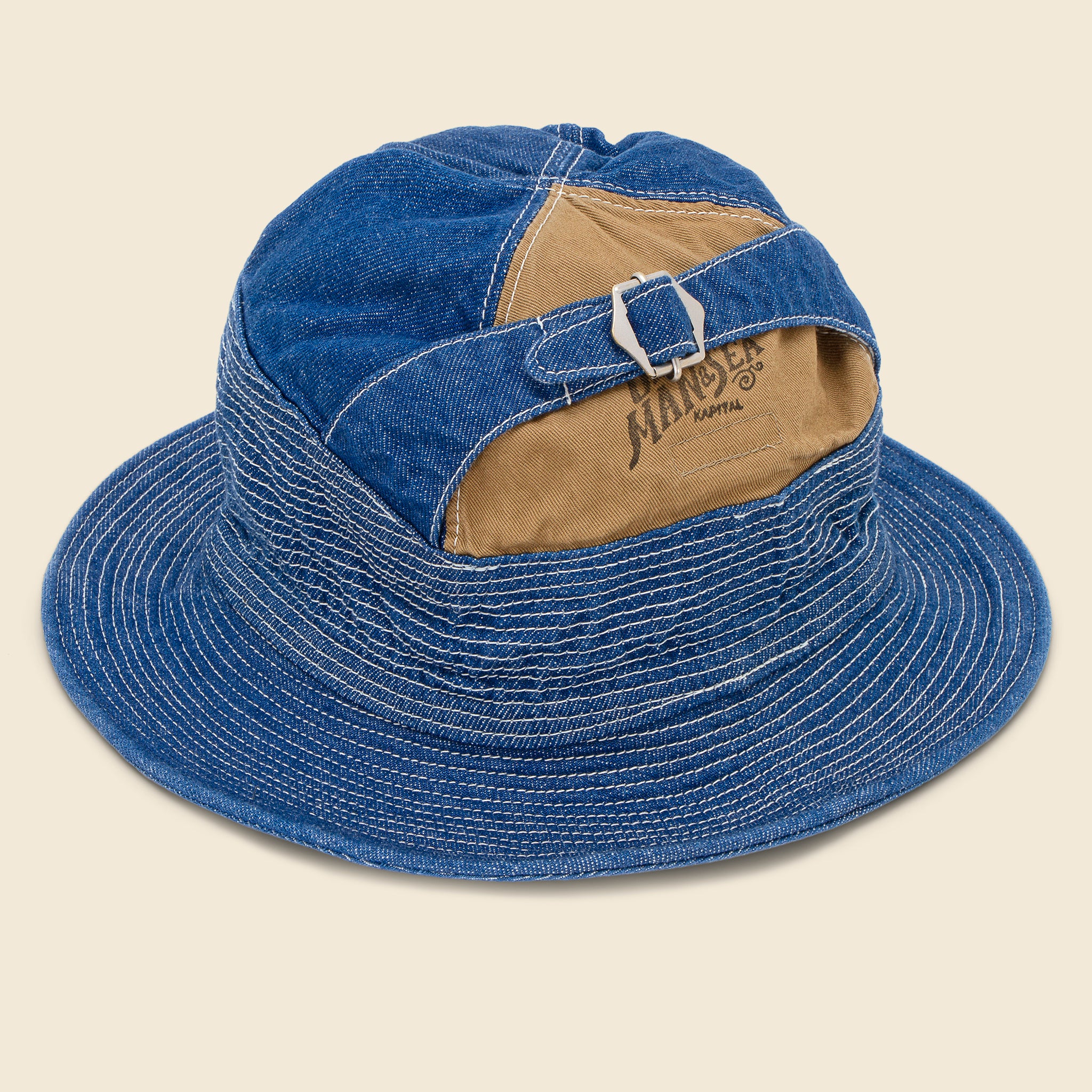 Kapital, 11.5oz Denim THE OLD MAN AND THE SEA Cap - Midtone