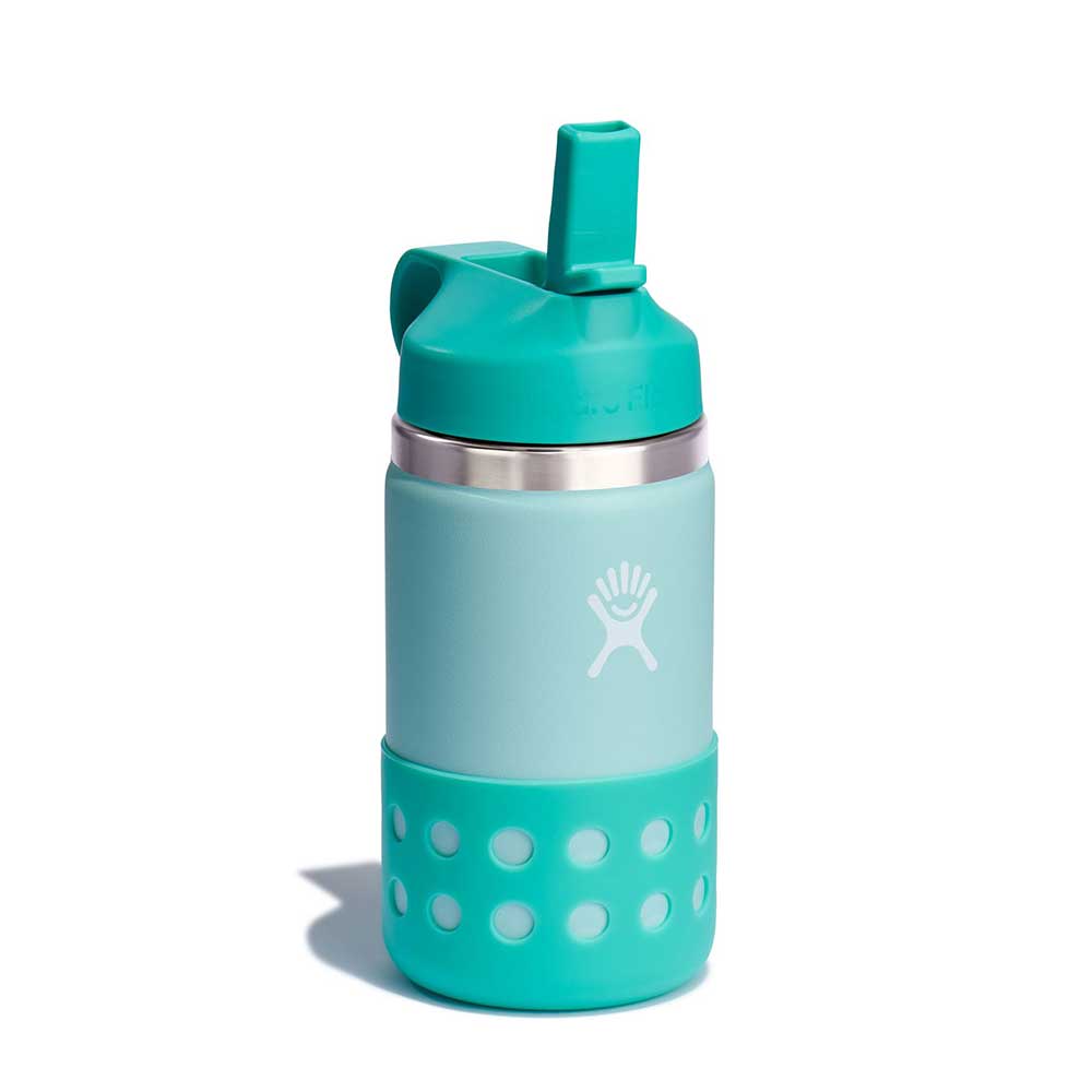 Hydro Flask, 12 oz Kids Wide Mouth Flex Straw & Boot  Water Bottle - Dew/Mirage