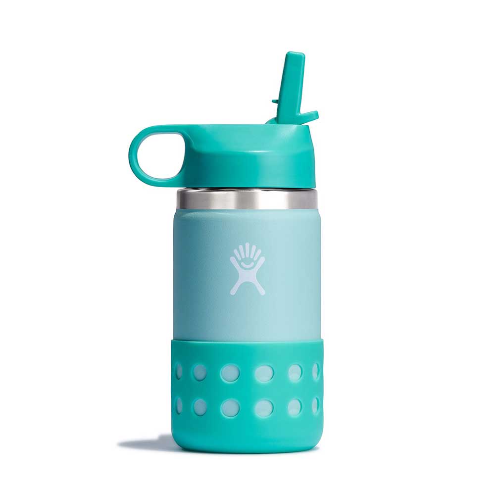 Hydro Flask, 12 oz Kids Wide Mouth Flex Straw & Boot  Water Bottle - Dew/Mirage