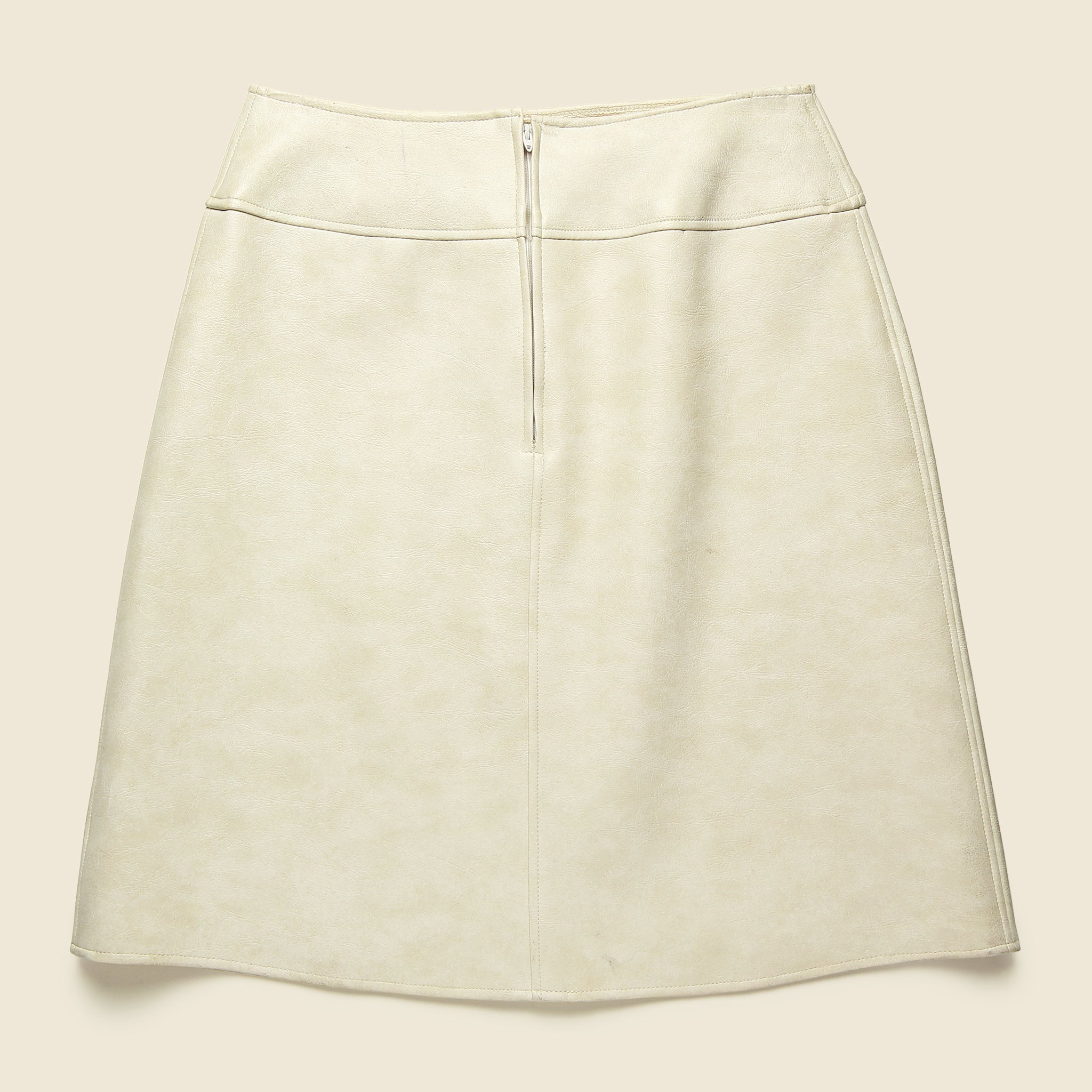 Vintage, 1960s Union Leather Mini Skirt - Cream