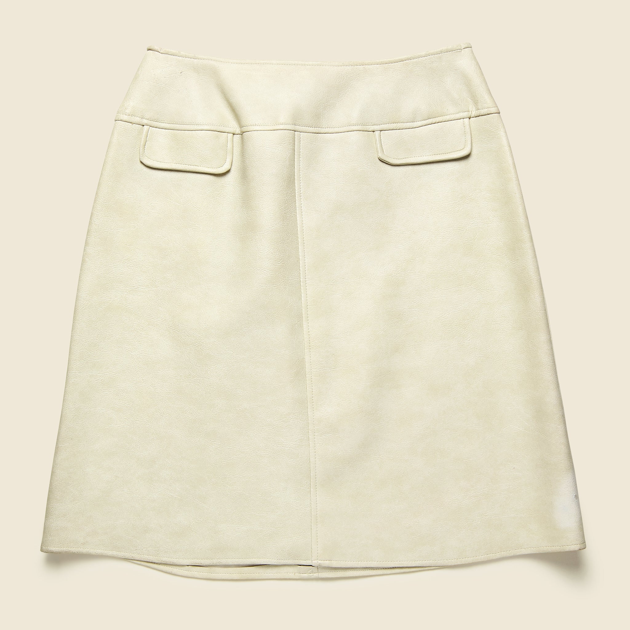 Vintage, 1960s Union Leather Mini Skirt - Cream