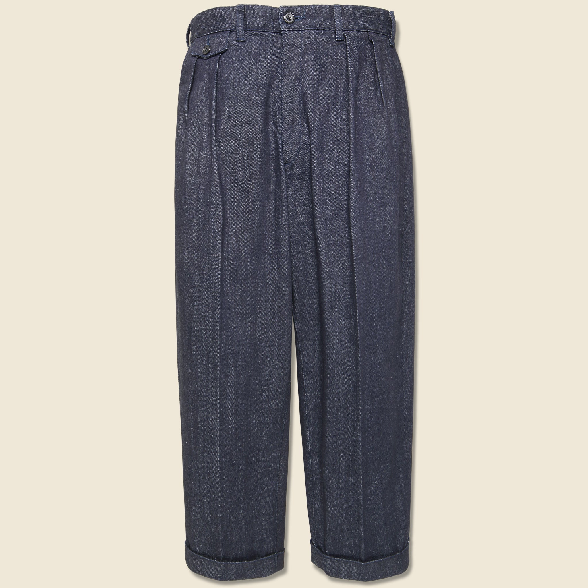 BEAMS+, 2 Pleats Denim Pant - Indigo