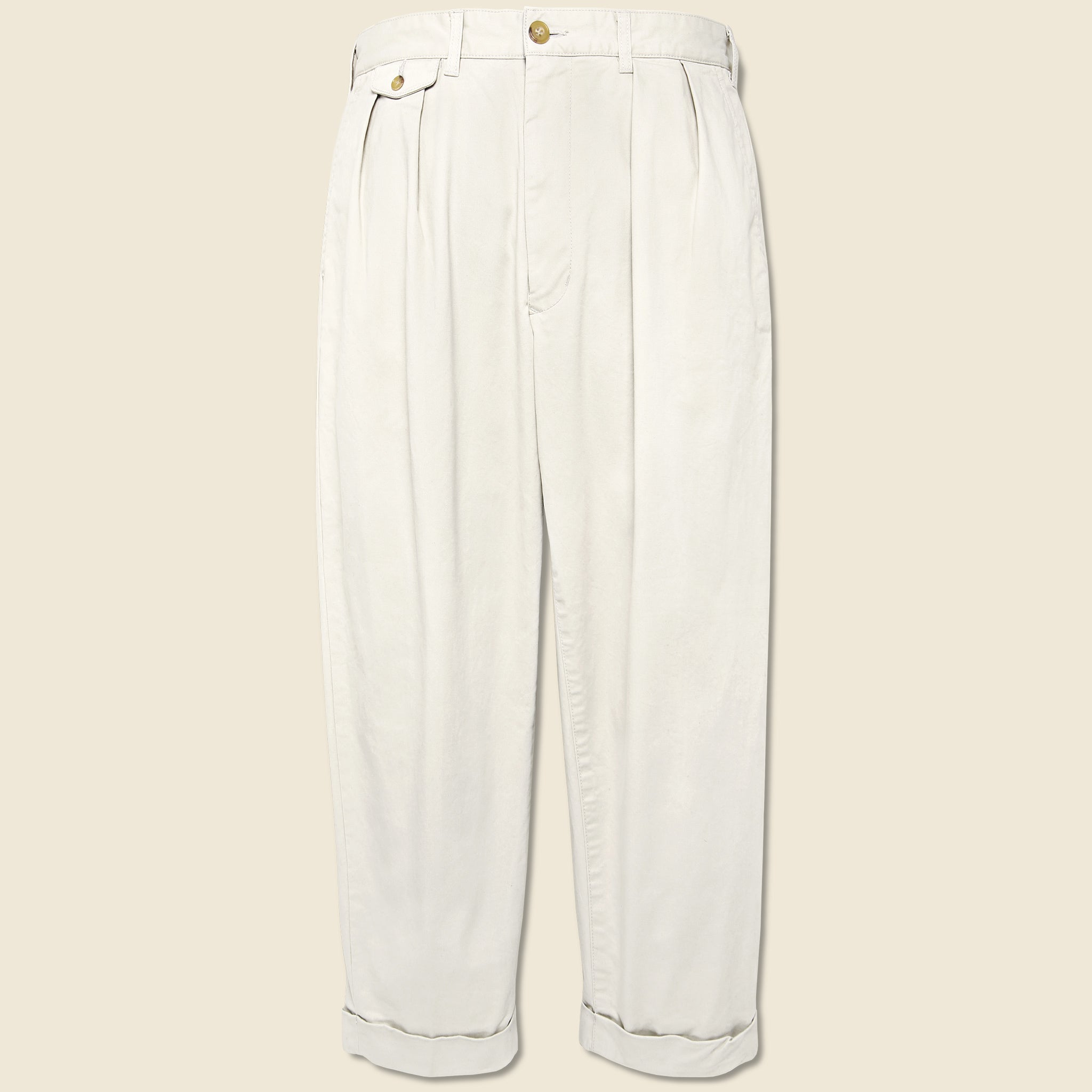 BEAMS+, 2 Pleats Twill Pant - Cement