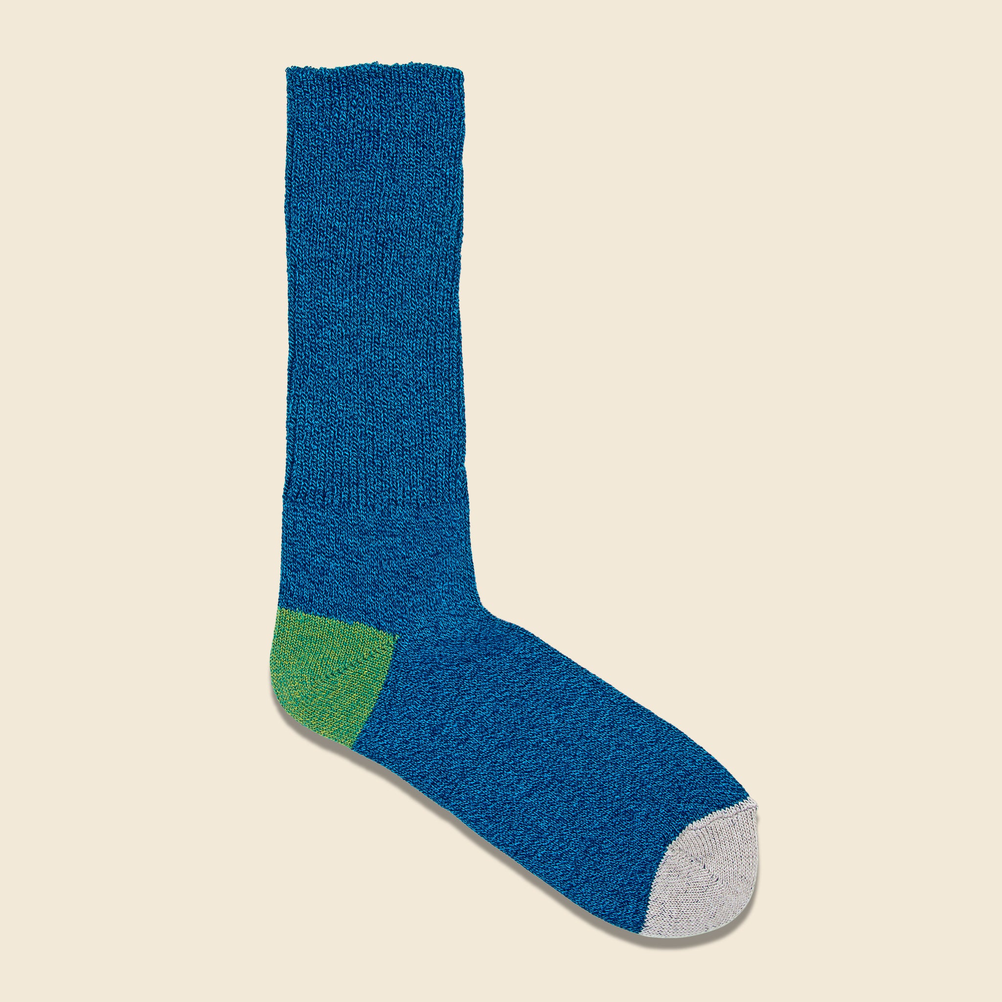 Anonymous Ism, 2-Point Heel/Toe Crew Sock - Blue/Green/White