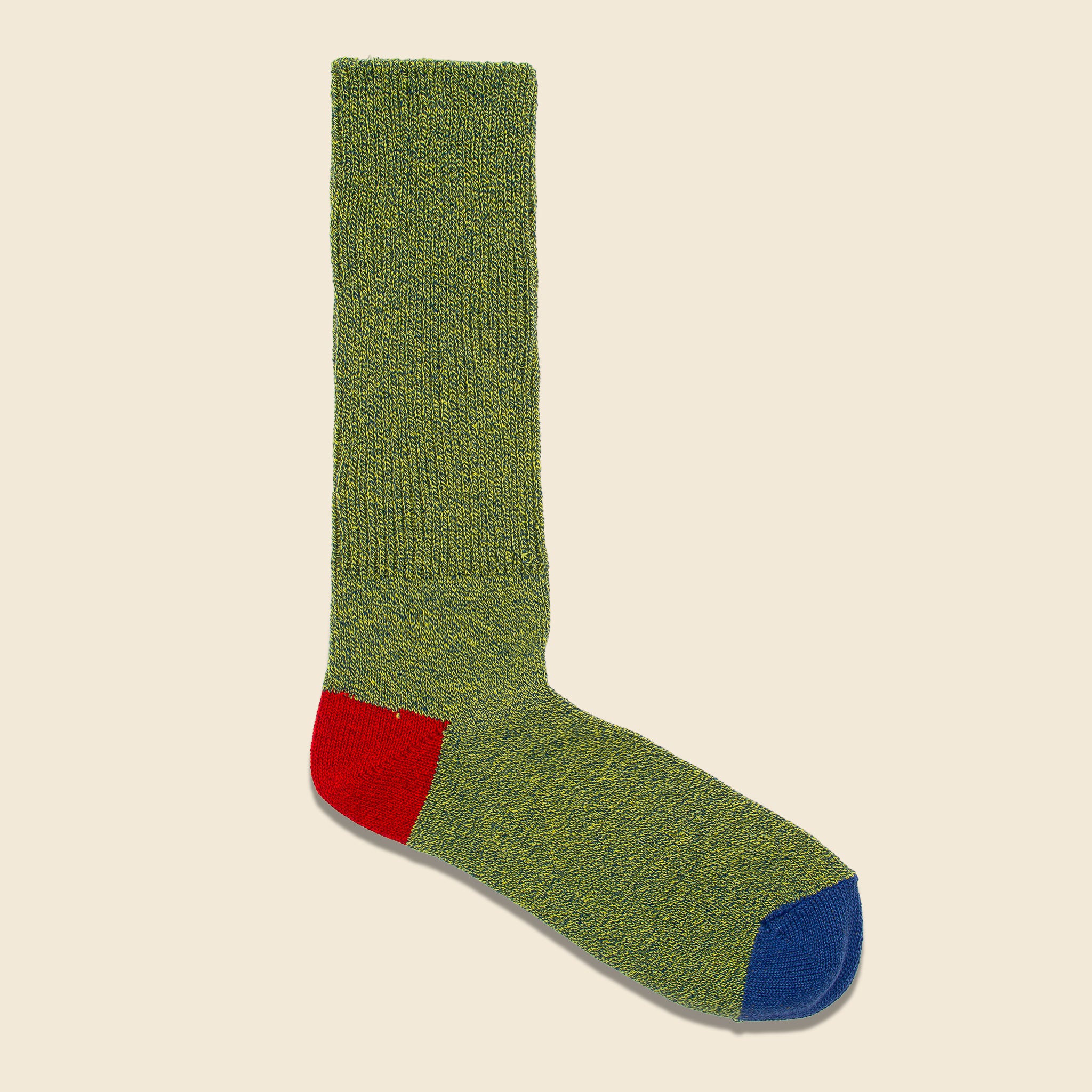 Anonymous Ism, 2-Point Heel/Toe Crew Sock - Green/Red/Blue