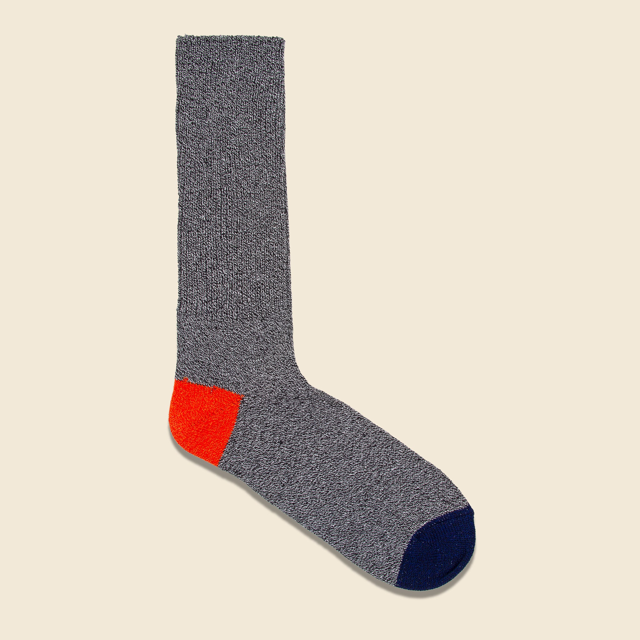 Anonymous Ism, 2-Point Heel/Toe Crew Sock - Grey/Orange/Navy