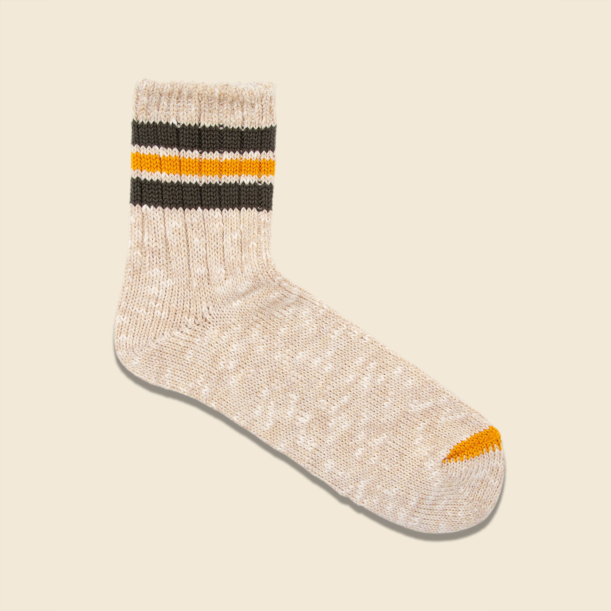 Anonymous Ism, 3-Line Quarter Sock - Beige/Yellow/Army