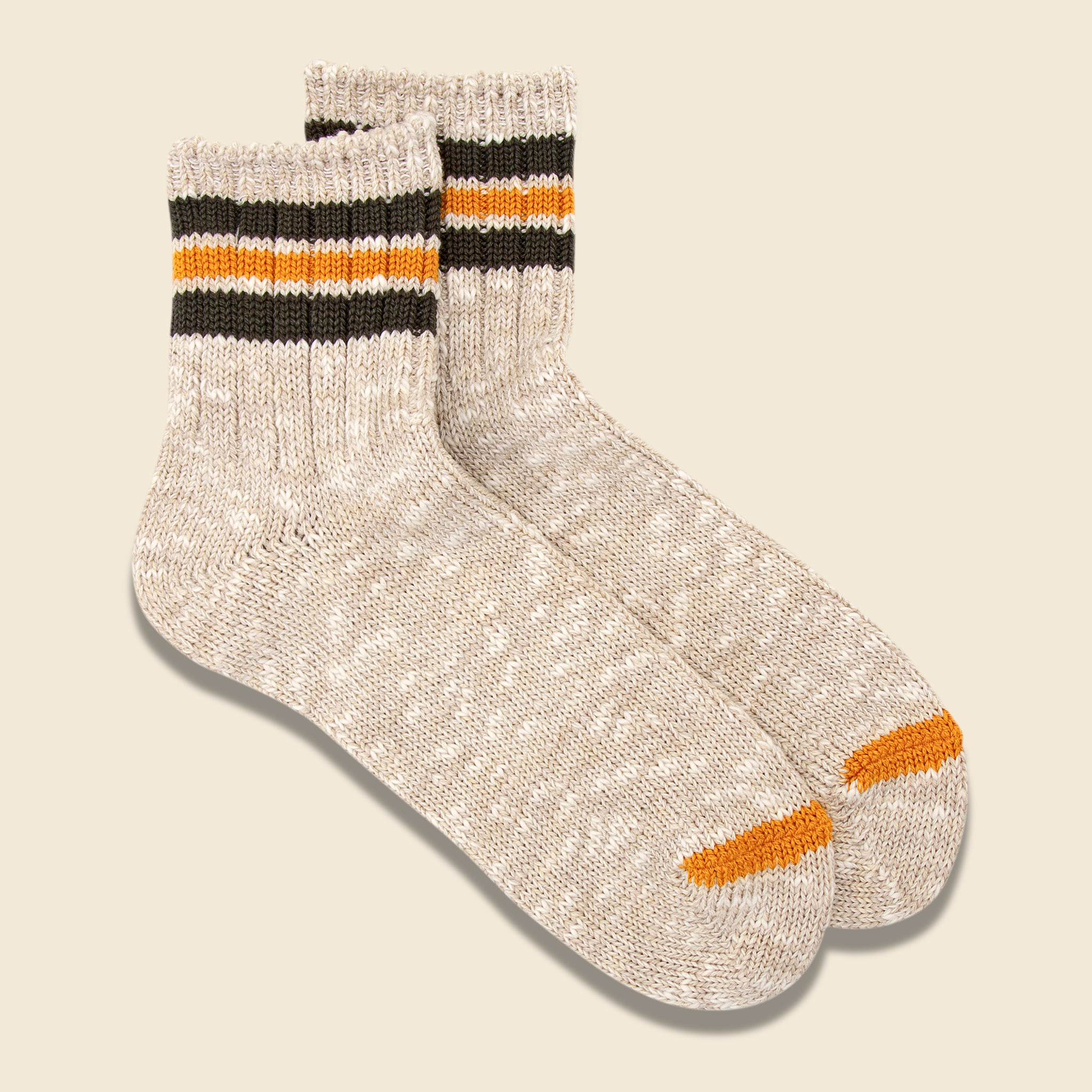 Anonymous Ism, 3-Line Slub Sock - Beige