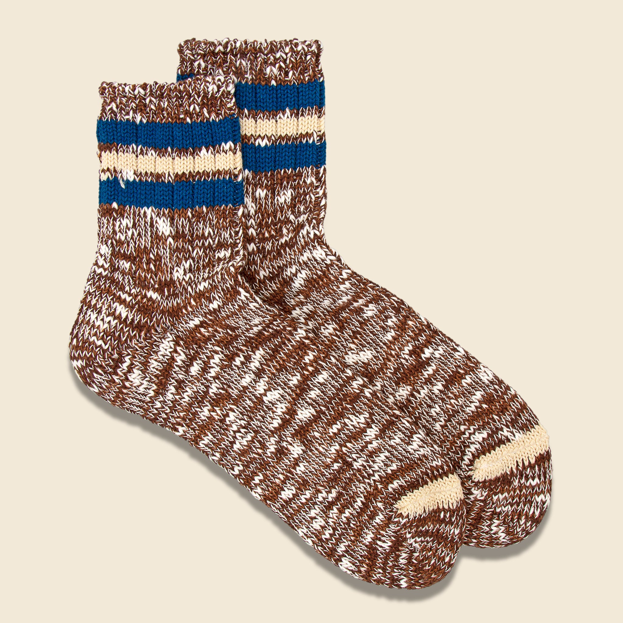 Anonymous Ism, 3-Line Slub Sock - Brown