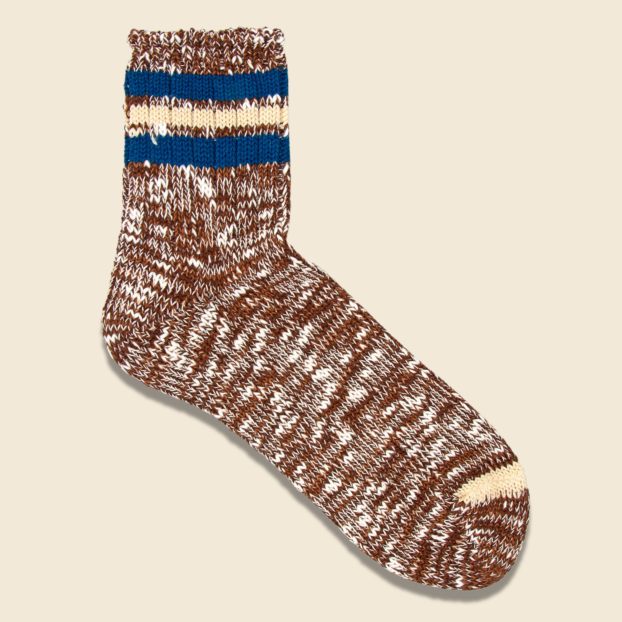 Anonymous Ism, 3-Line Slub Sock - Brown