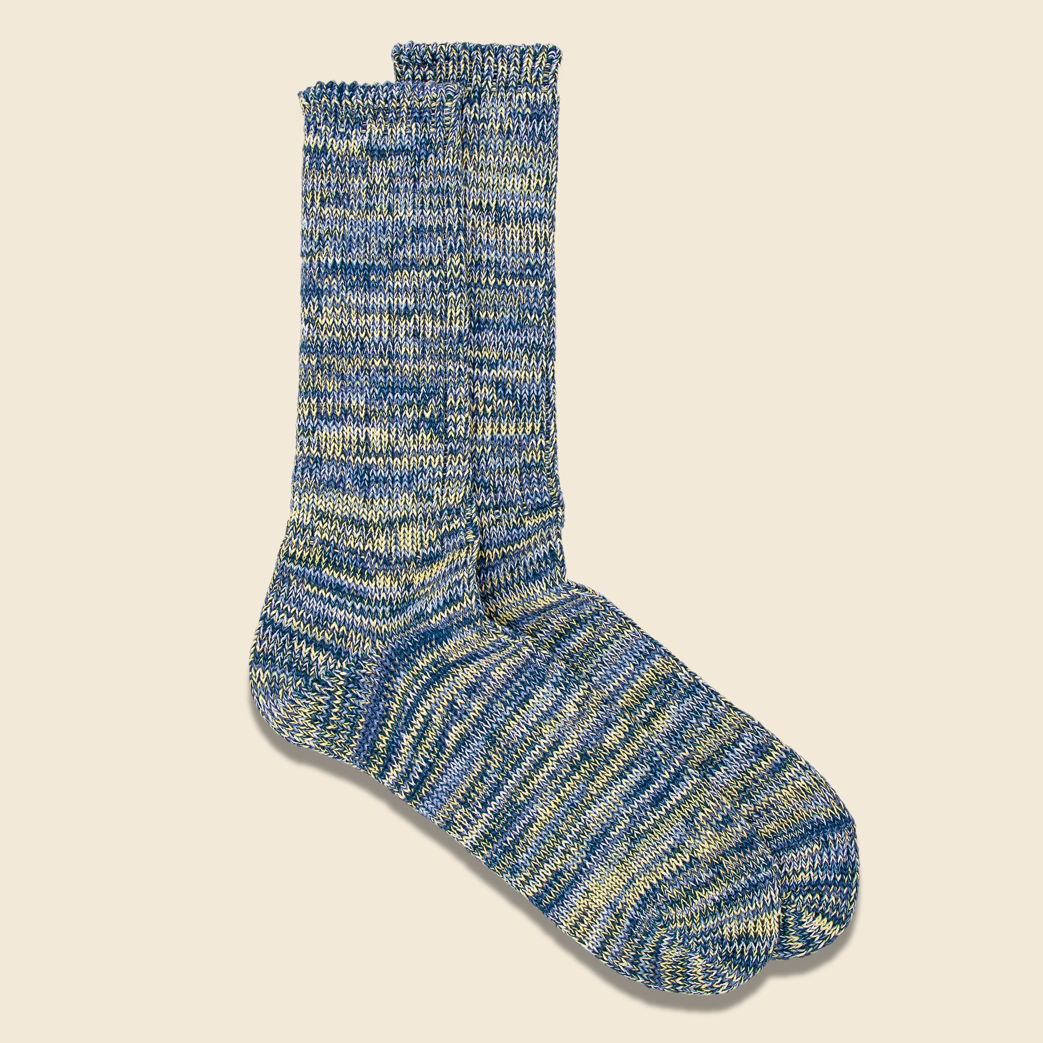 Anonymous Ism, 5 Color Mix Crew Sock - Indigo