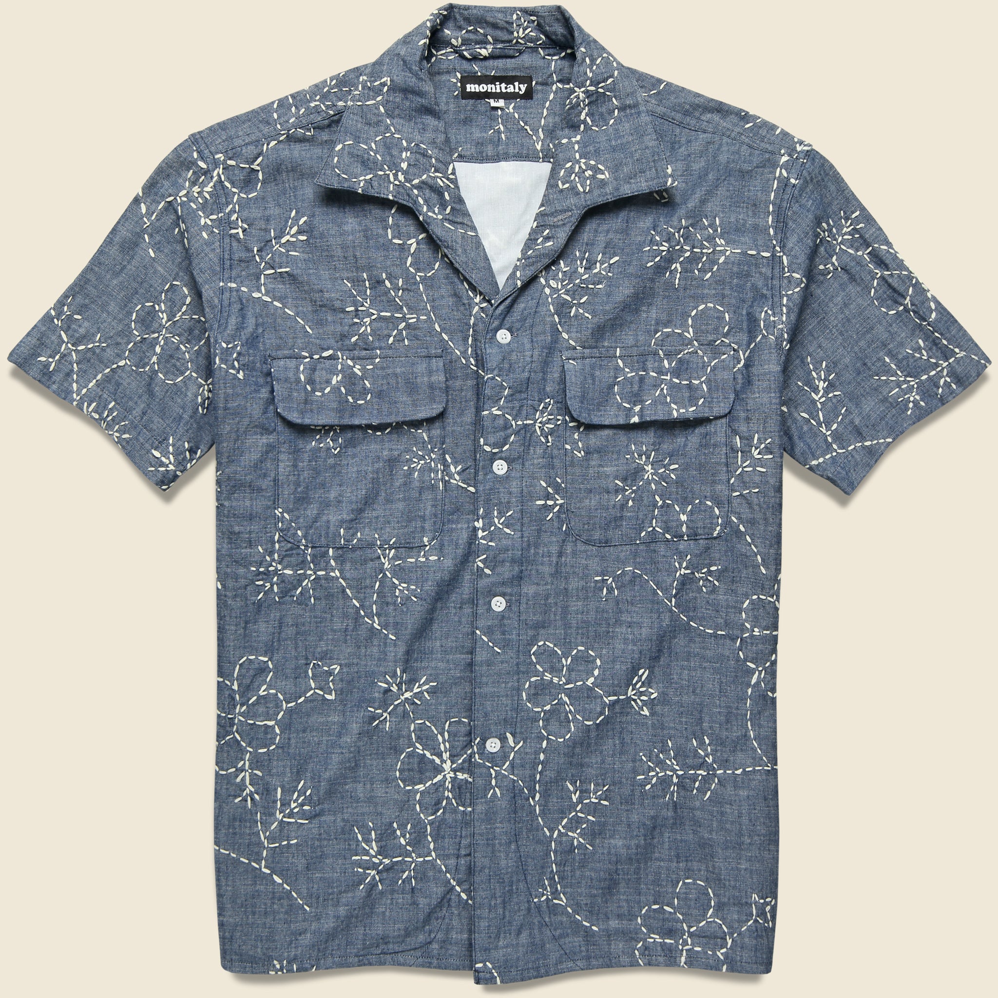 Monitaly, 50's Milano Flower Shirt - Navy