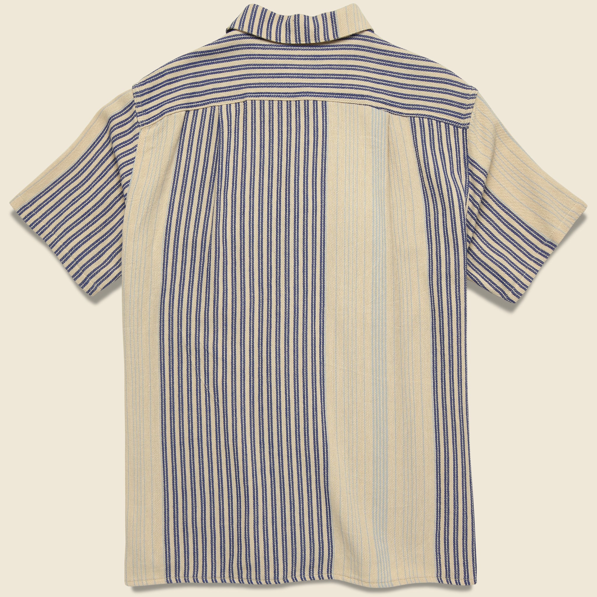 Monitaly, 50's Milano Gunny Sack Stripe Shirt - Off White/Blue