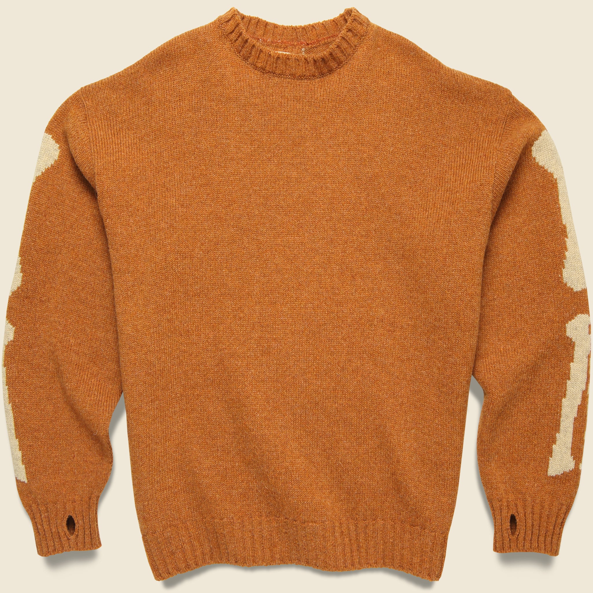 Kapital, 5G Wool BONE Crew Sweater - Orange