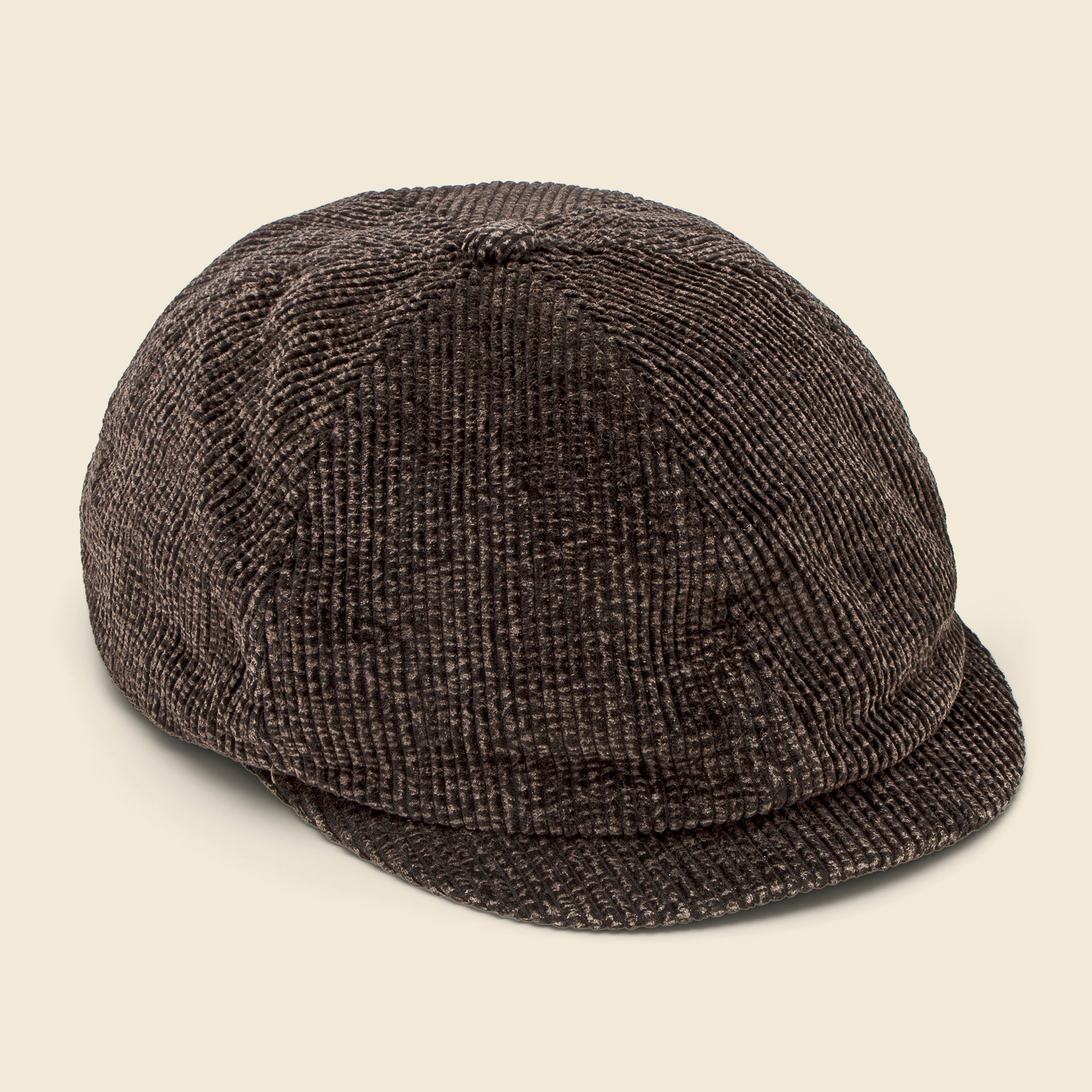 RRL, 6 Panel Corduroy Newsboy Cap - Black/Brown