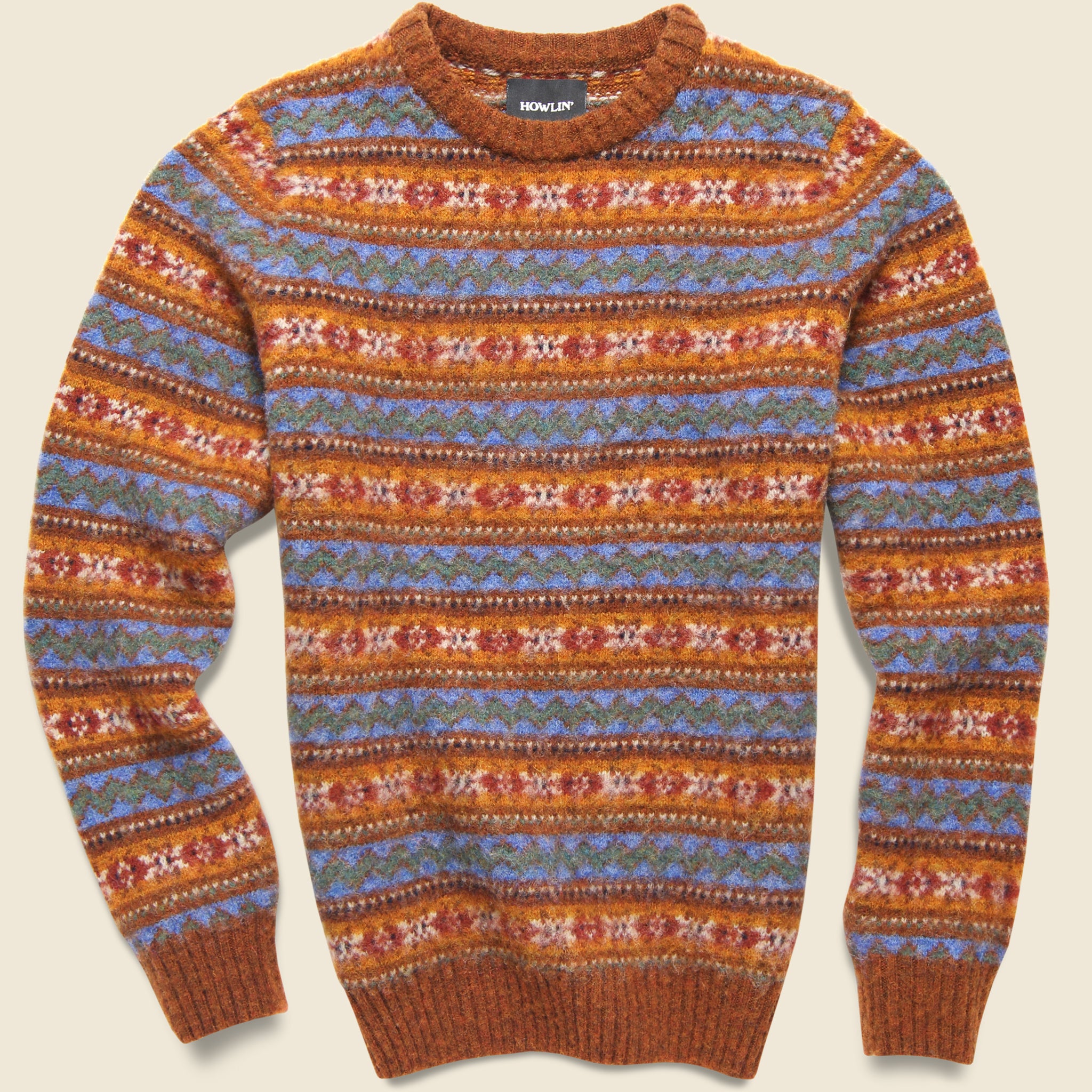 Howlin, A Day In The Wool Fairisle Crew Sweater - Rustic