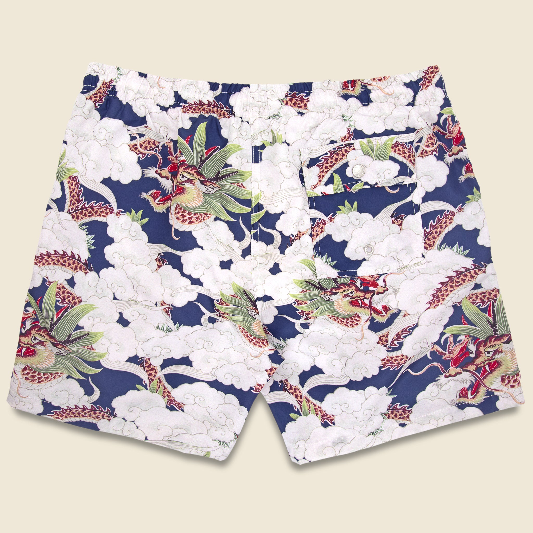 Bather, Above the Clouds Swim Trunk - Navy