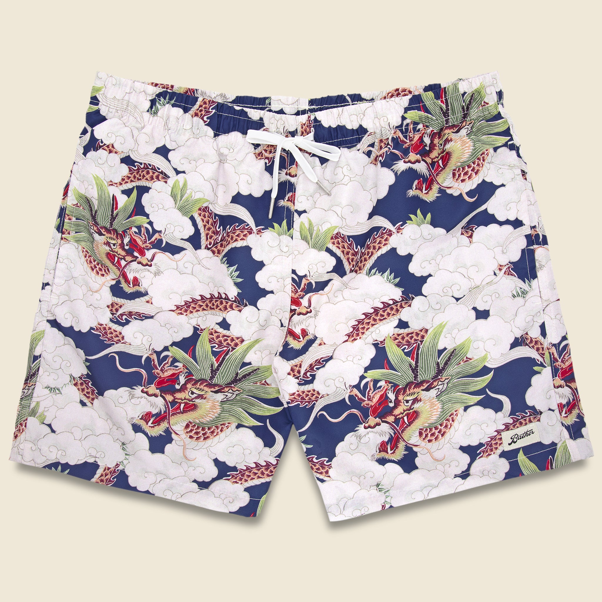 Bather, Above the Clouds Swim Trunk - Navy