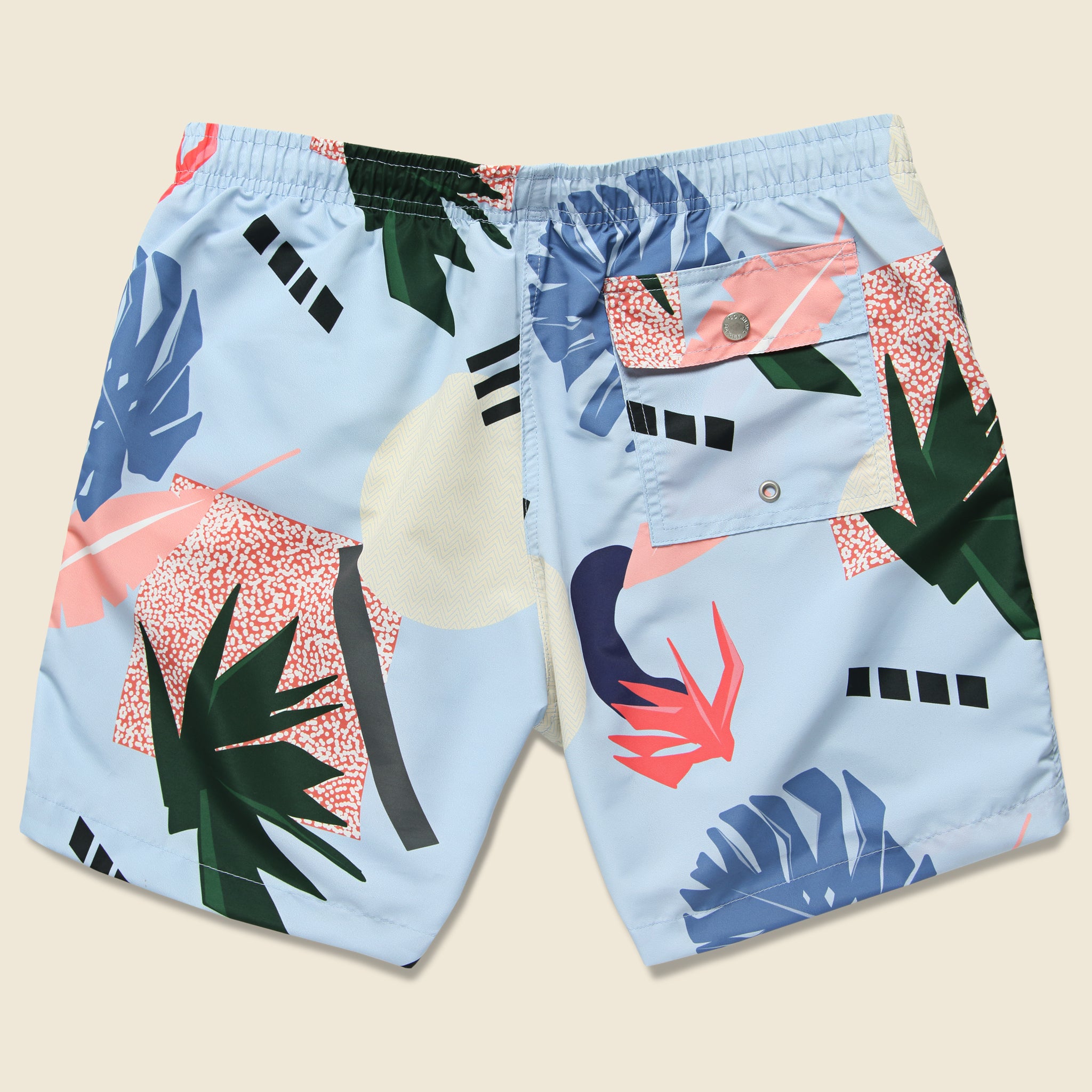 Bather Trunk Co., Abstract Palms Swim Trunk - Blue/Multi