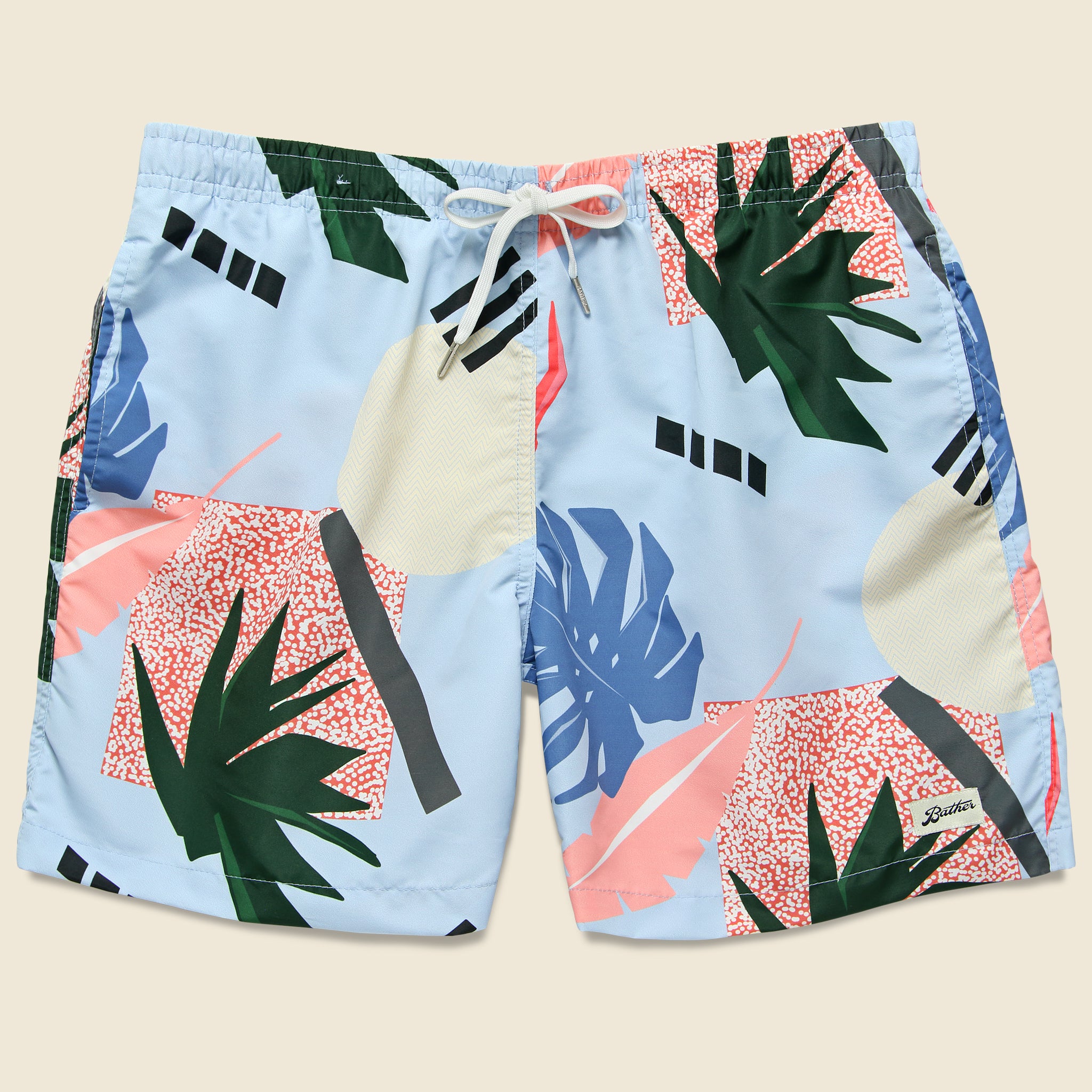 Bather Trunk Co., Abstract Palms Swim Trunk - Blue/Multi