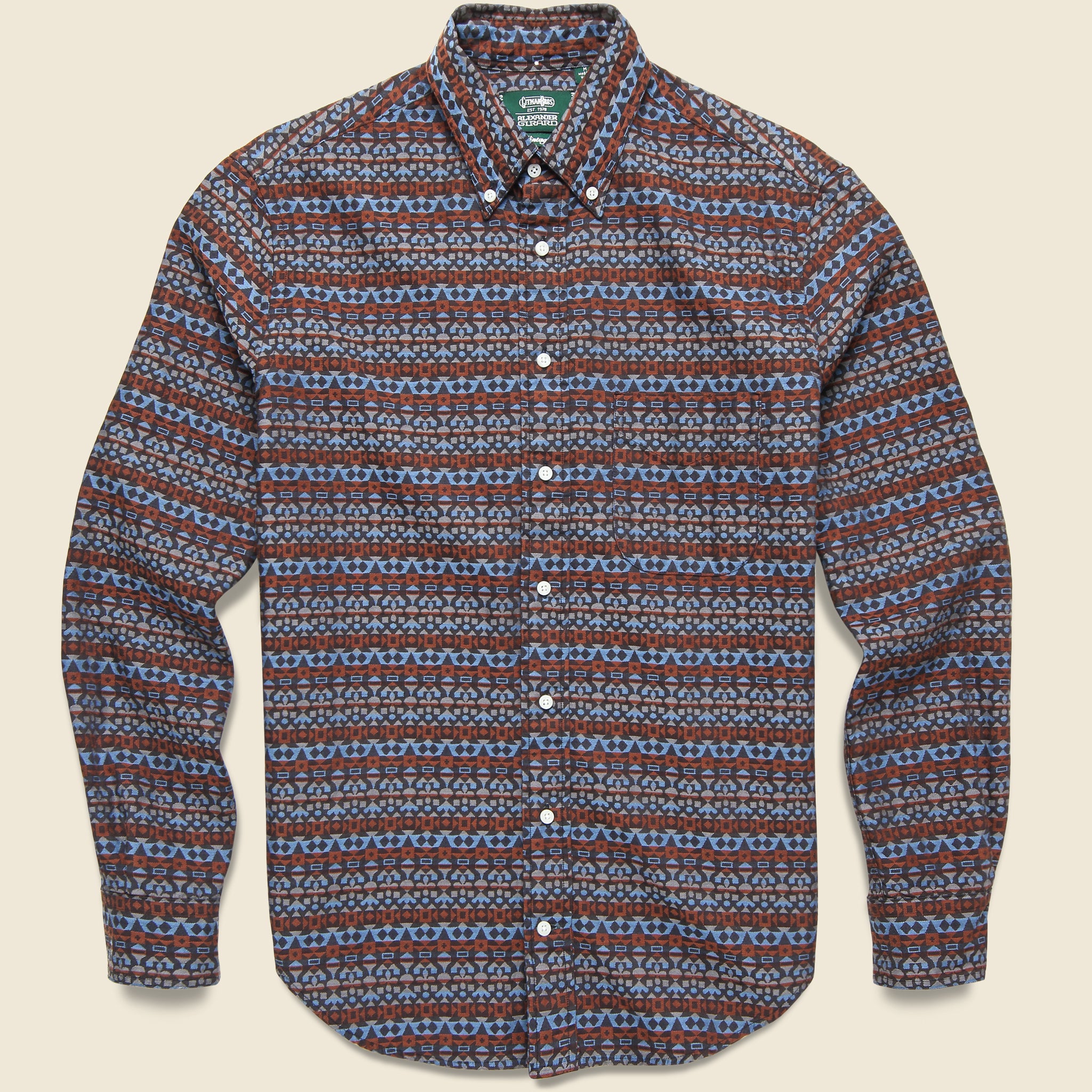 Gitman Vintage, Alexander Girard Dark Woven Brocade Shirt - Navy