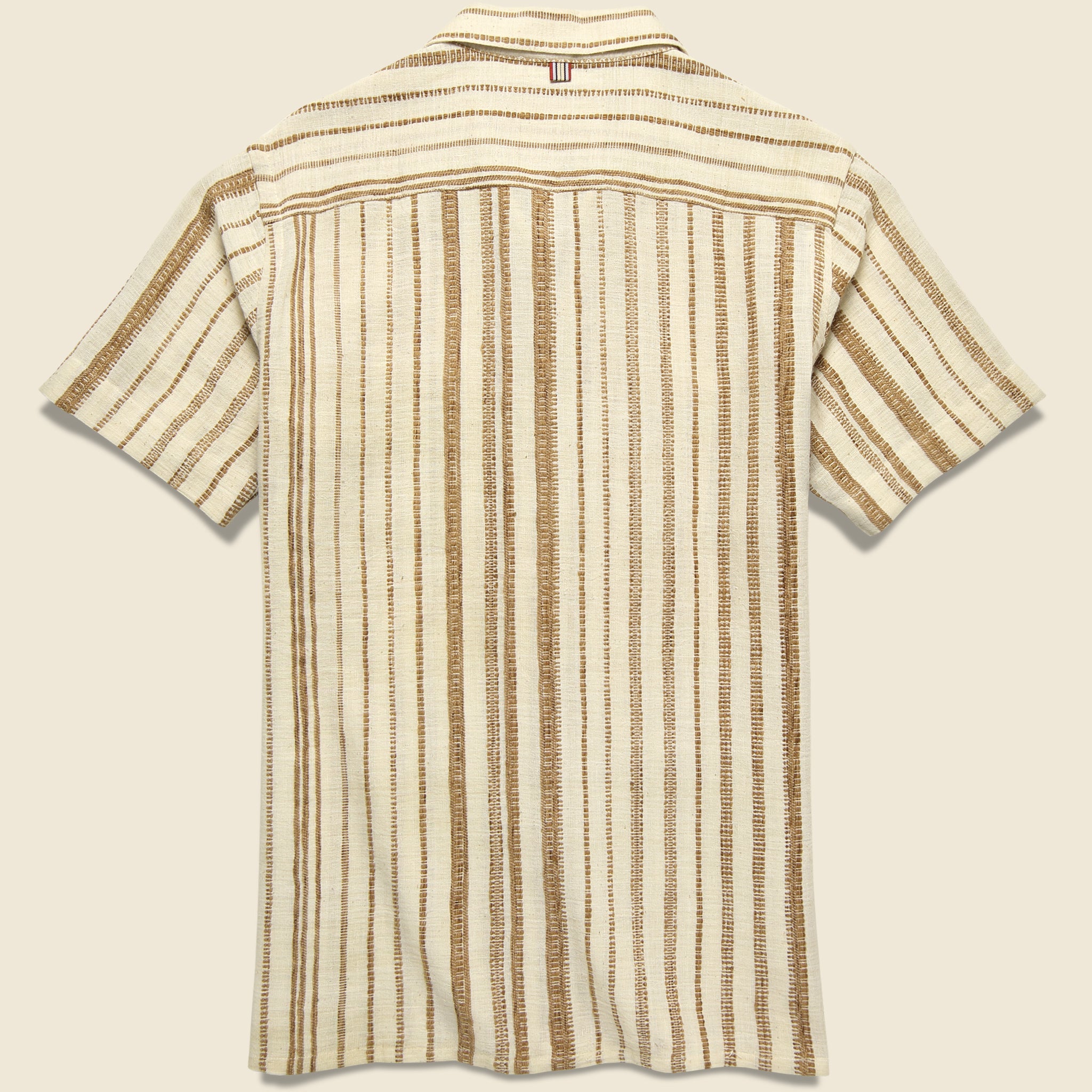 Kardo, Alfred Handwoven Striped Guayabera Shirt - Natural/Tan