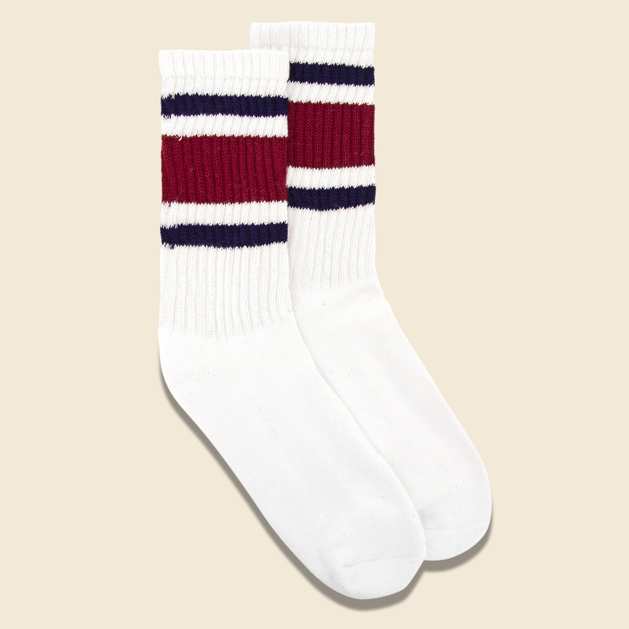 American Trench, American Trench - Retro Stripe Crew Sock, FW20, Berry/Navy