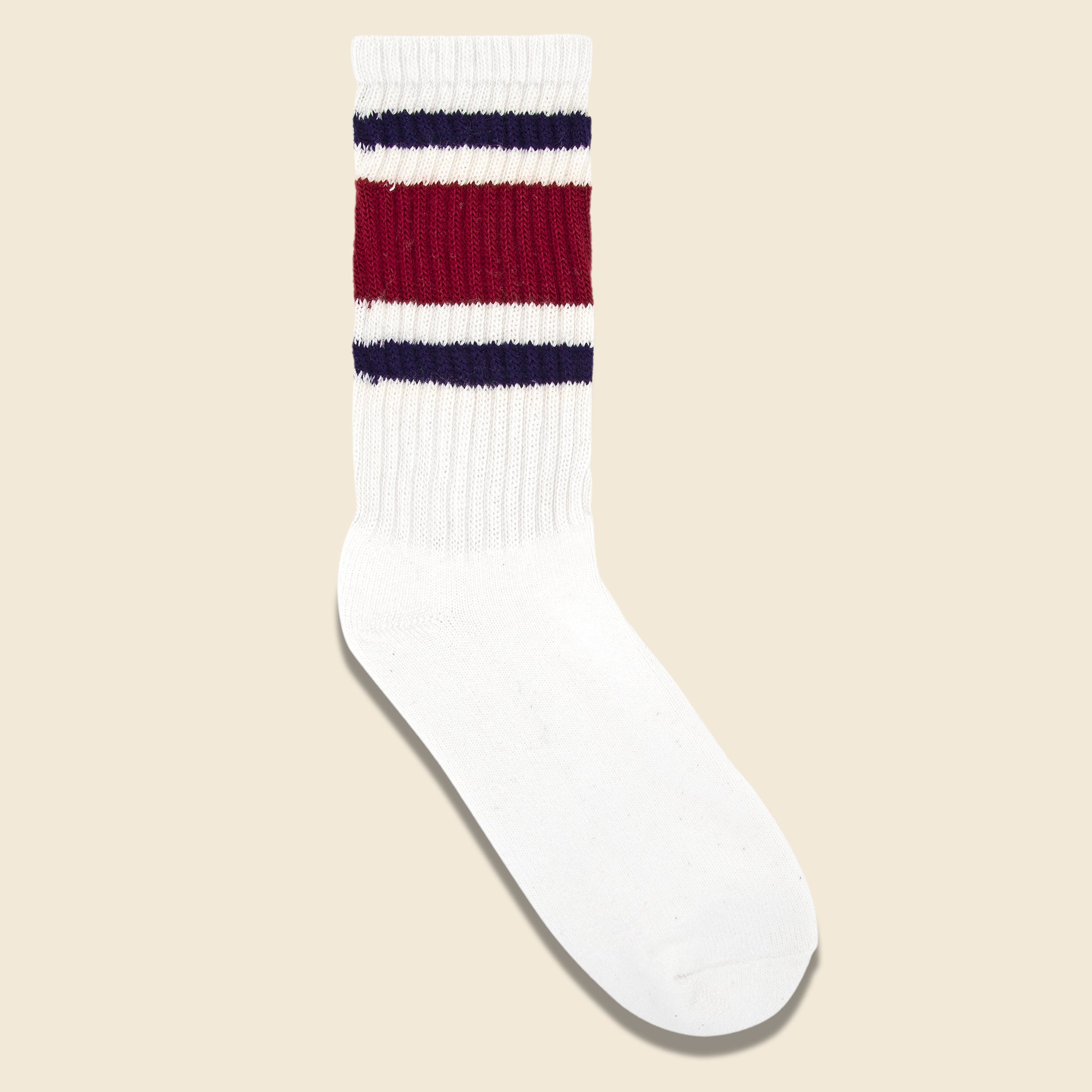 American Trench, American Trench - Retro Stripe Crew Sock, FW20, Berry/Navy