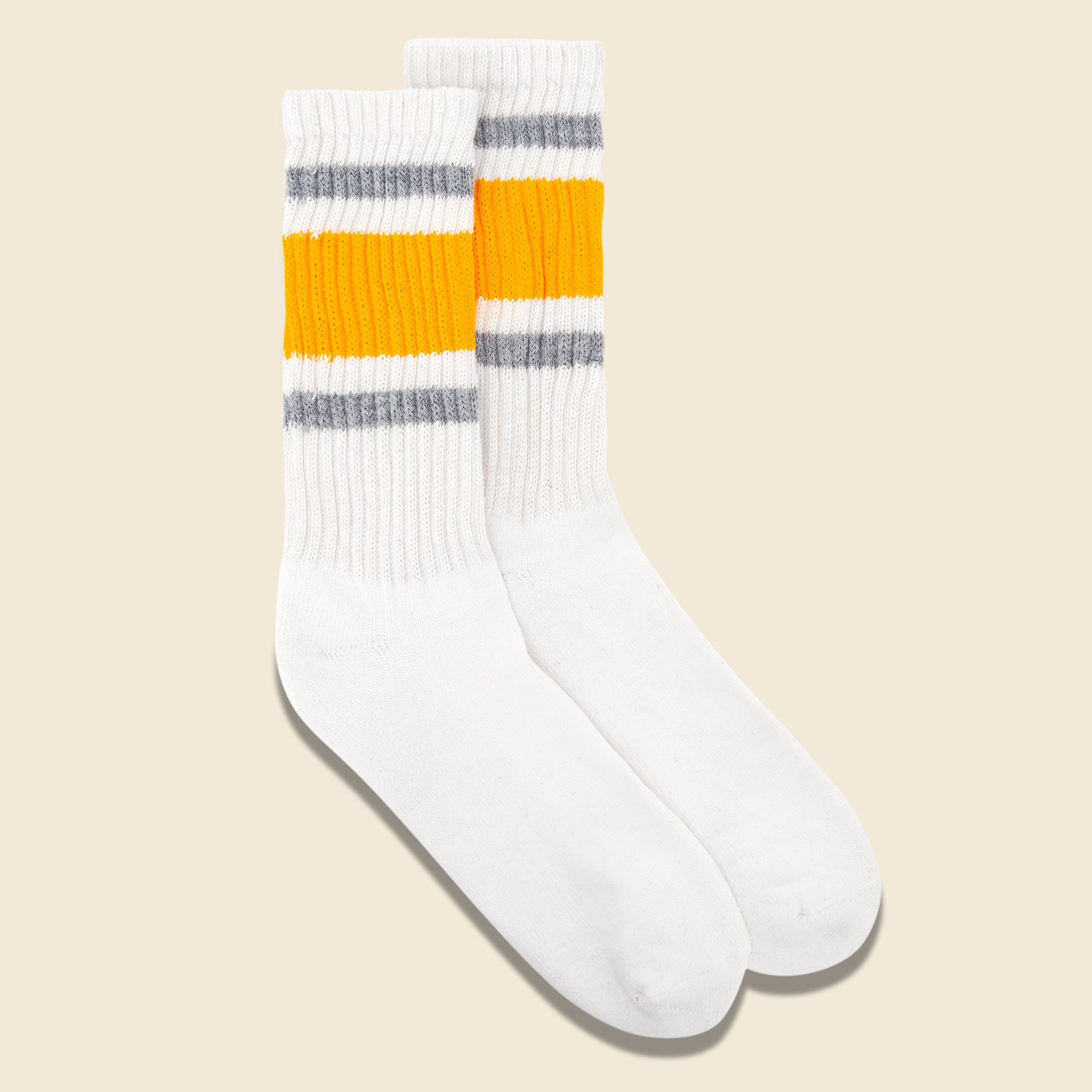 American Trench, American Trench - Retro Stripe Crew Sock, FW20, Gold/Grey