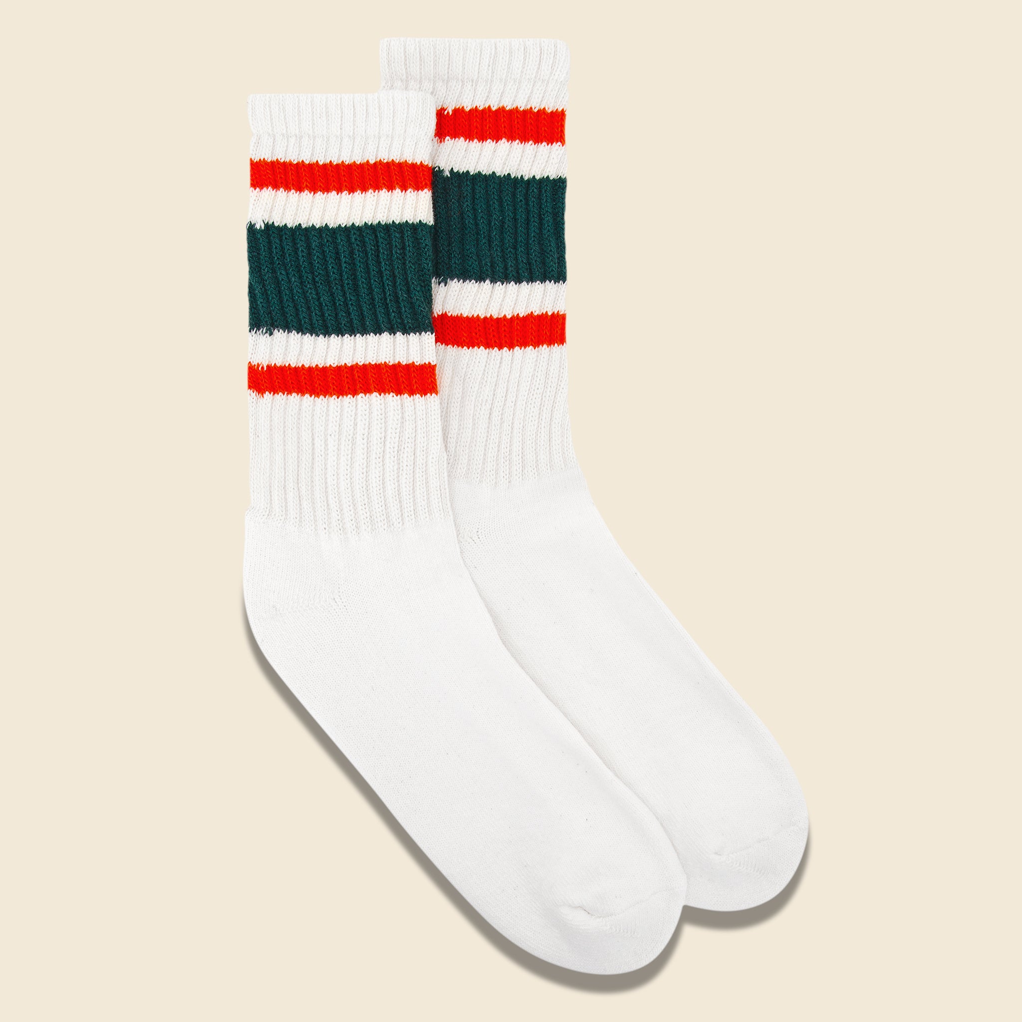 American Trench, American Trench - Retro Stripe Crew Sock, FW20, Green/Orange