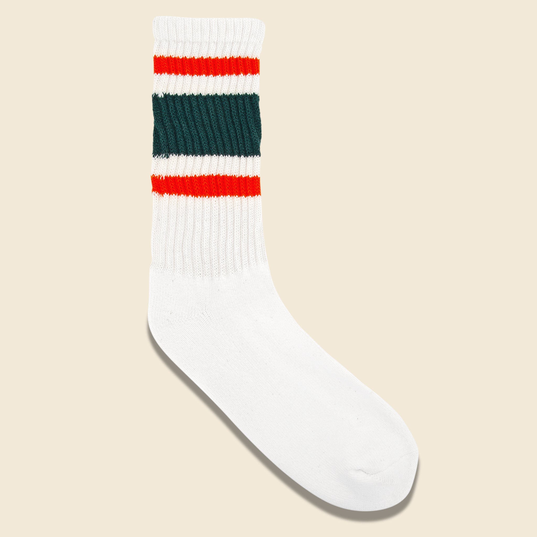 American Trench, American Trench - Retro Stripe Crew Sock, FW20, Green/Orange