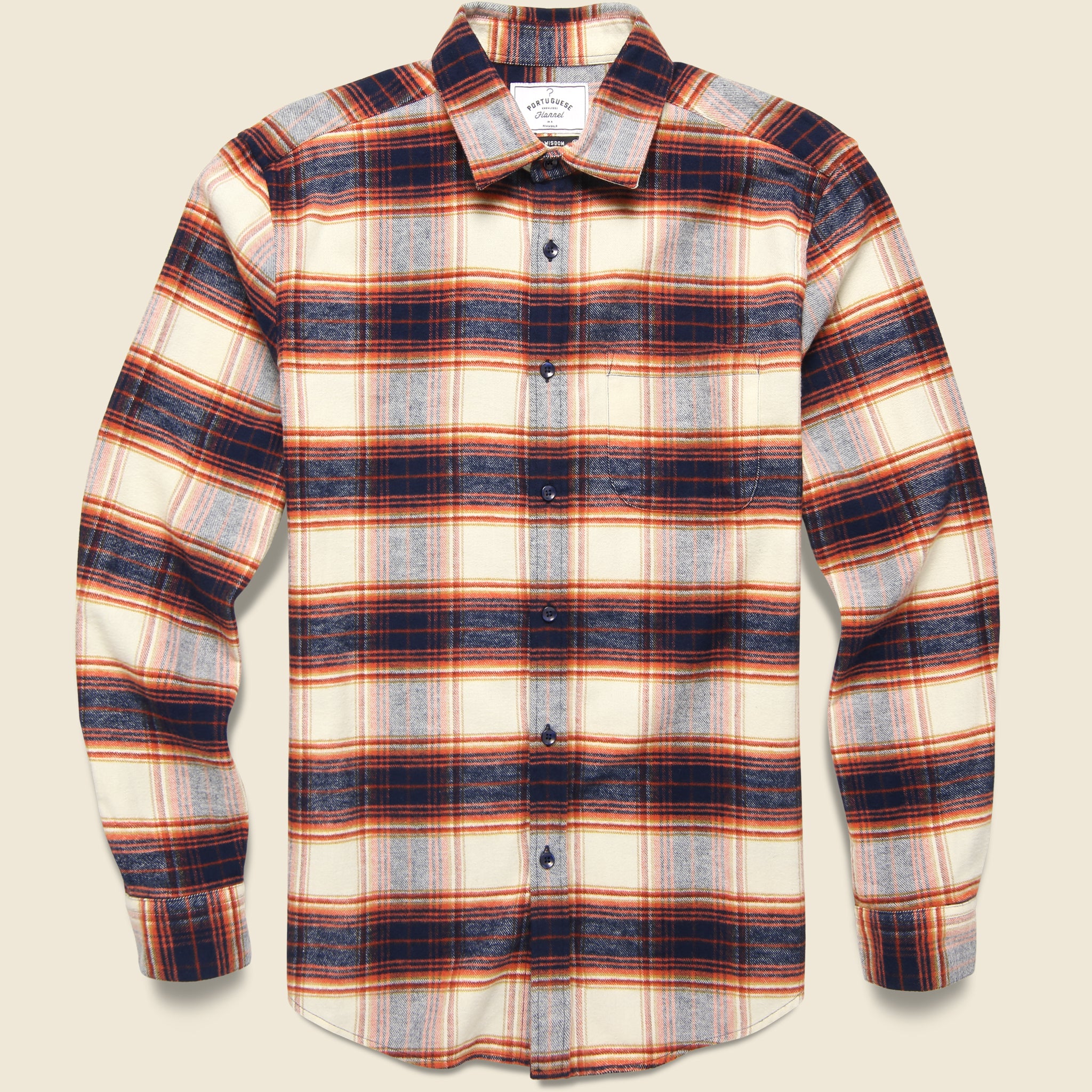 Portuguese Flannel, Anonimo Shirt - Cream/Navy