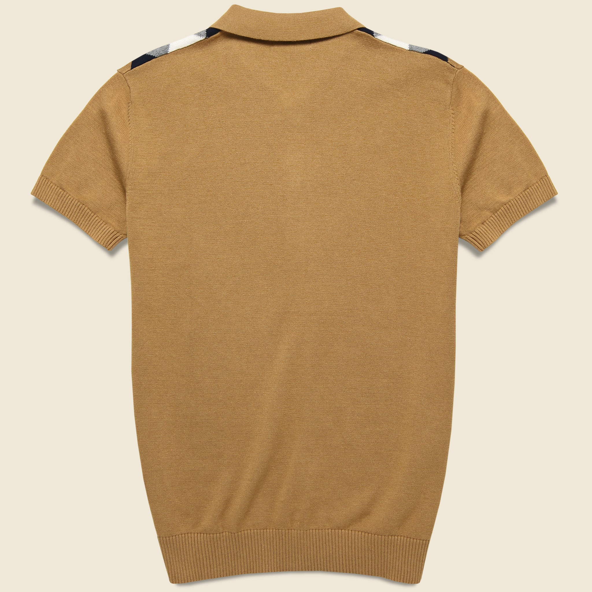 Barque, Argyle Knit Sweater Polo - Caramel