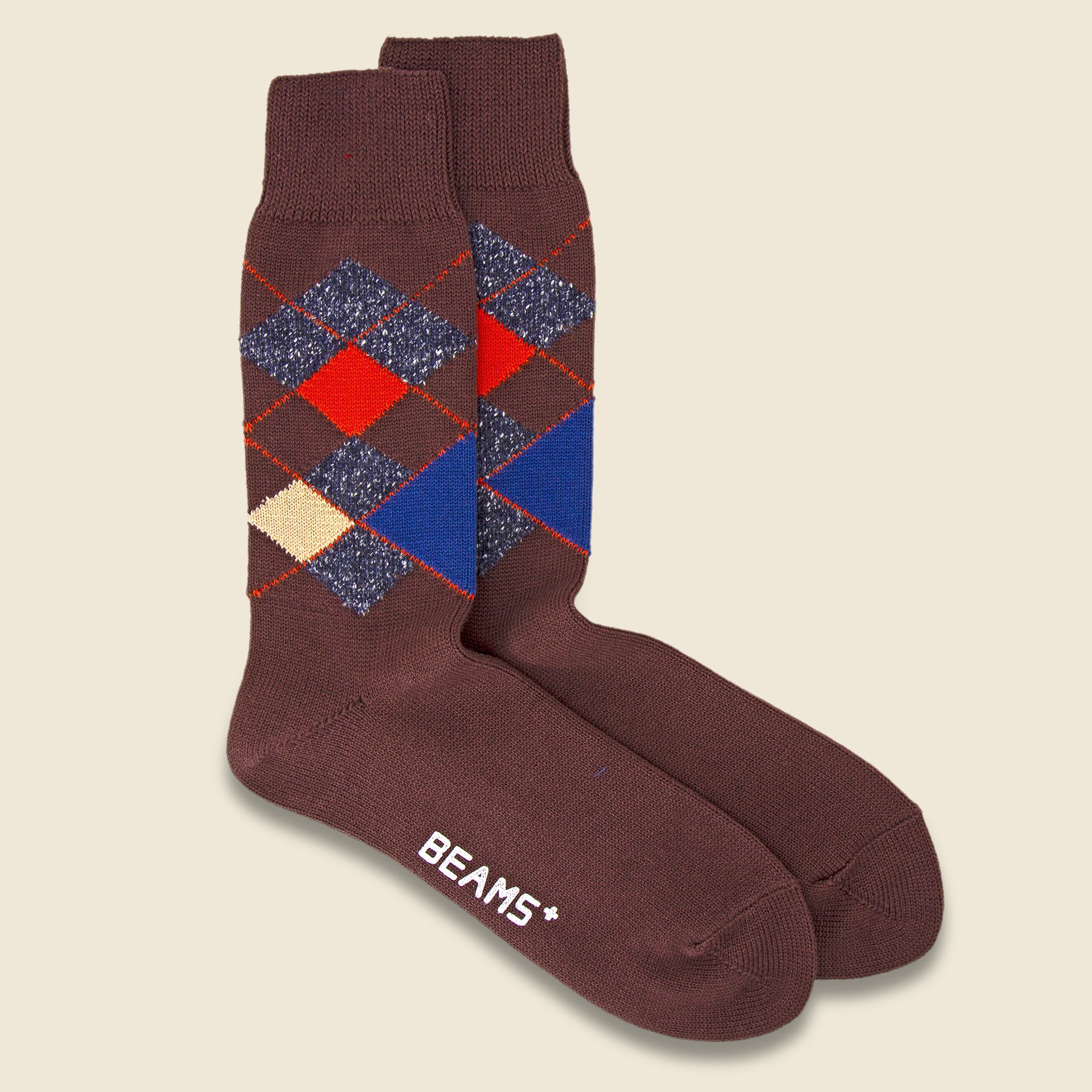 BEAMS+, Argyle Socks - Brown