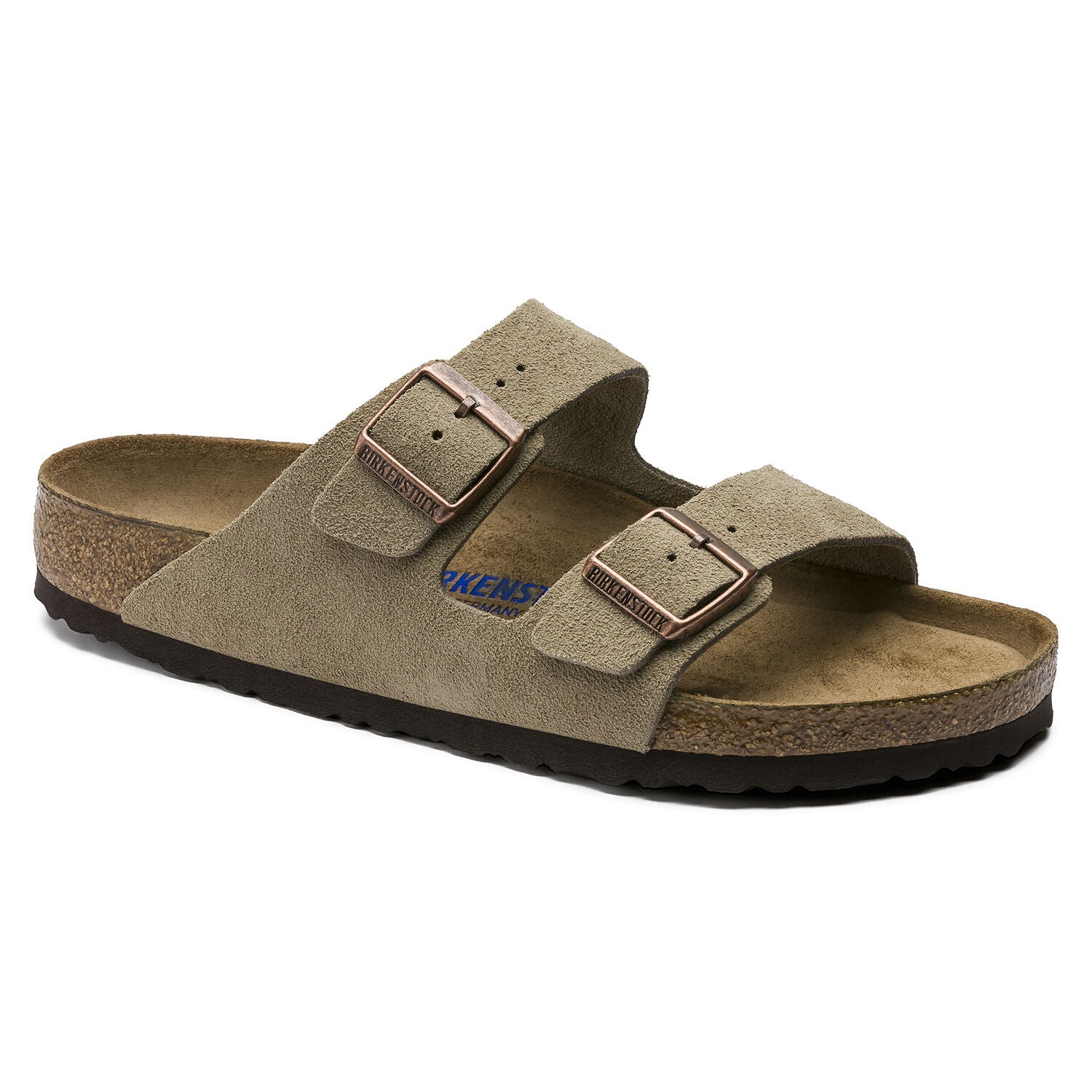 Birkenstock, Arizona Soft Footbed Taupe Suede Leather Sandal - Taupe- Regular/Wide