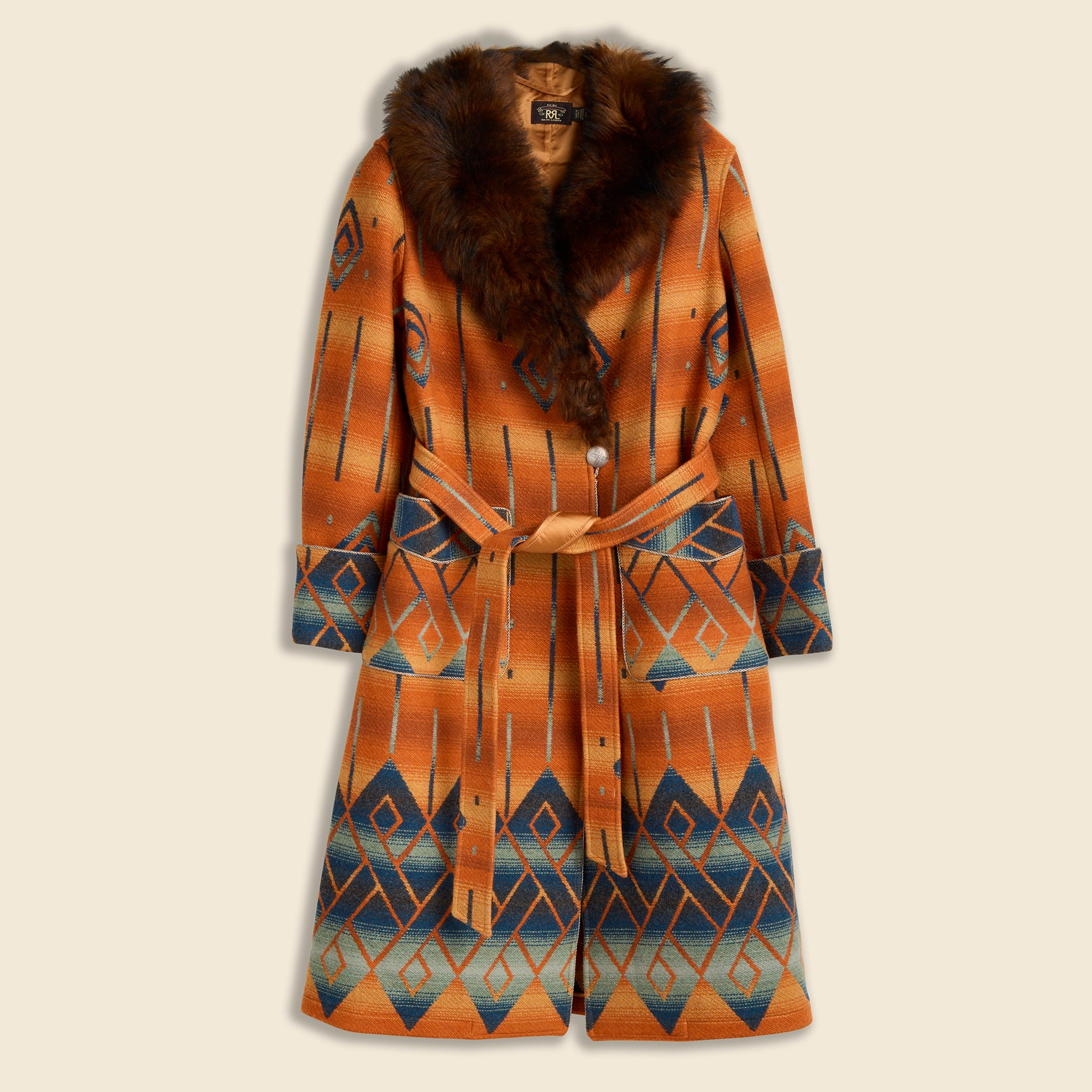 RRL, Ashton Coat - Blue/Orange Multi Wool Jacquard