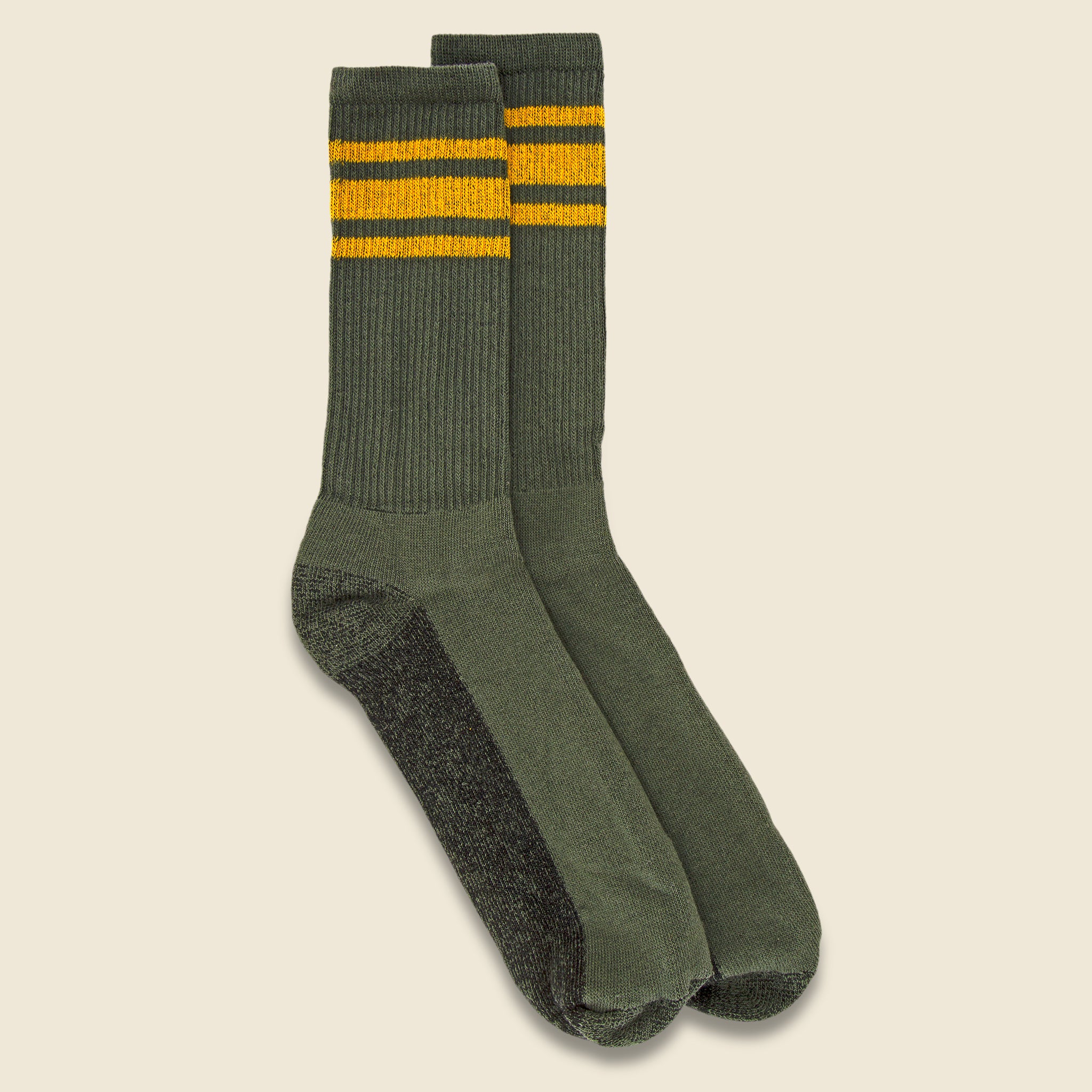 American Trench, Athletic Stripe Crew Sock - Olive