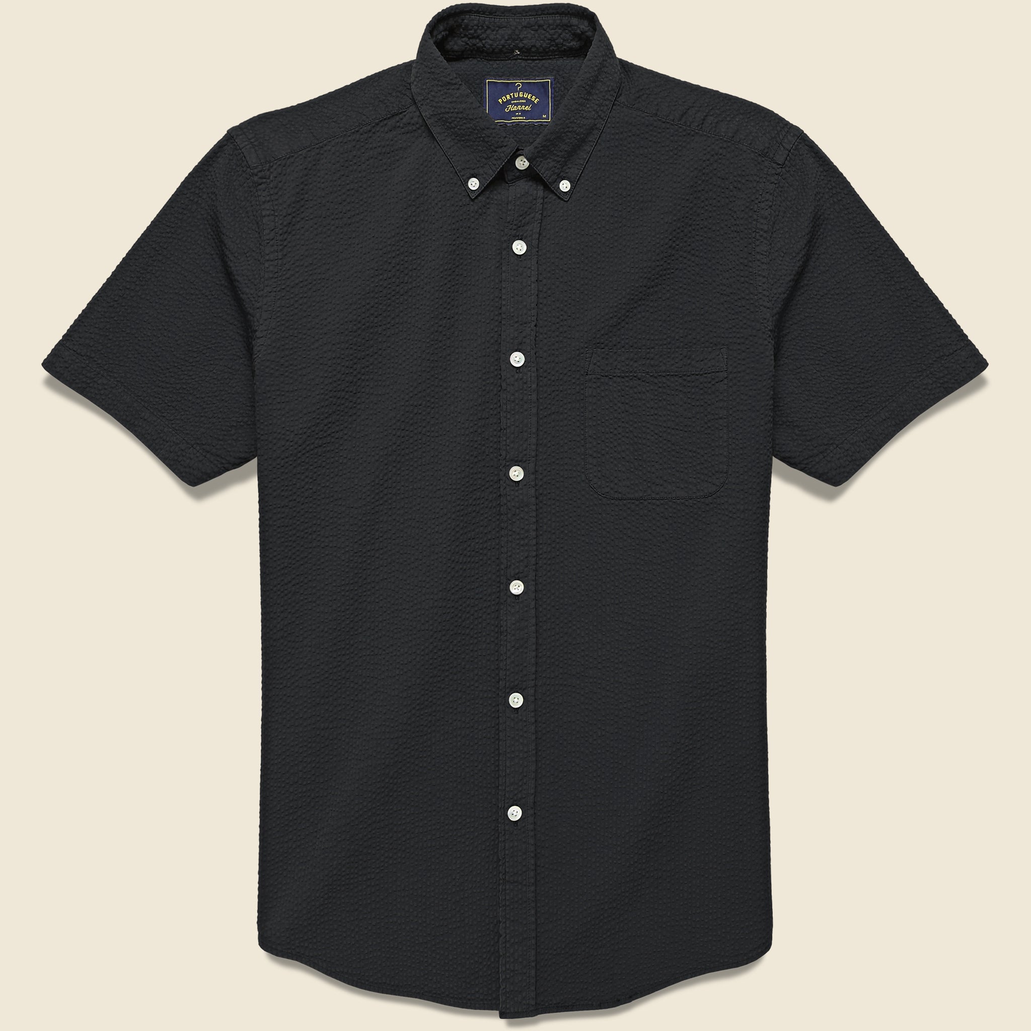 Portuguese Flannel, Atlantico Seersucker Shirt - Black