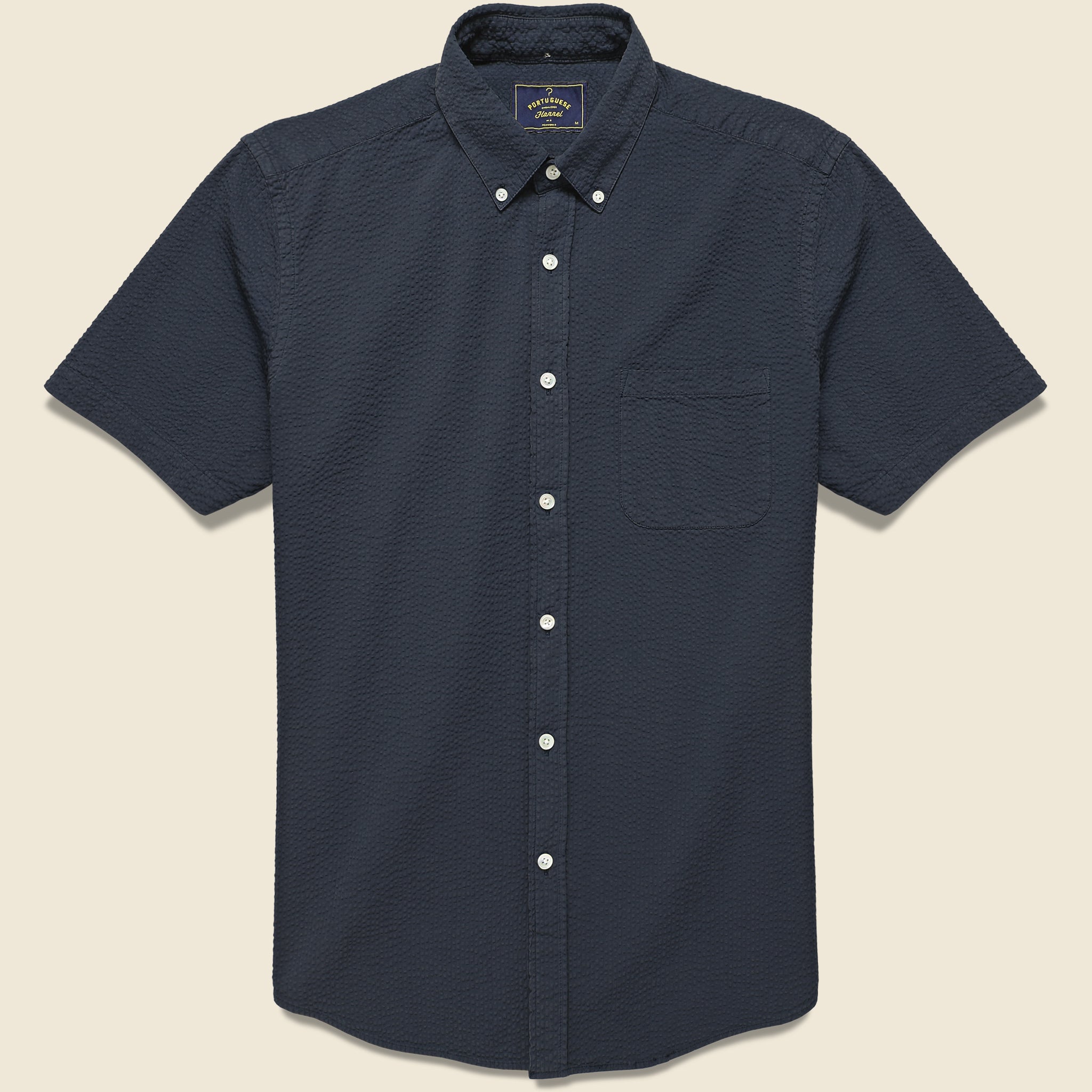 Portuguese Flannel, Atlantico Seersucker Shirt - Navy