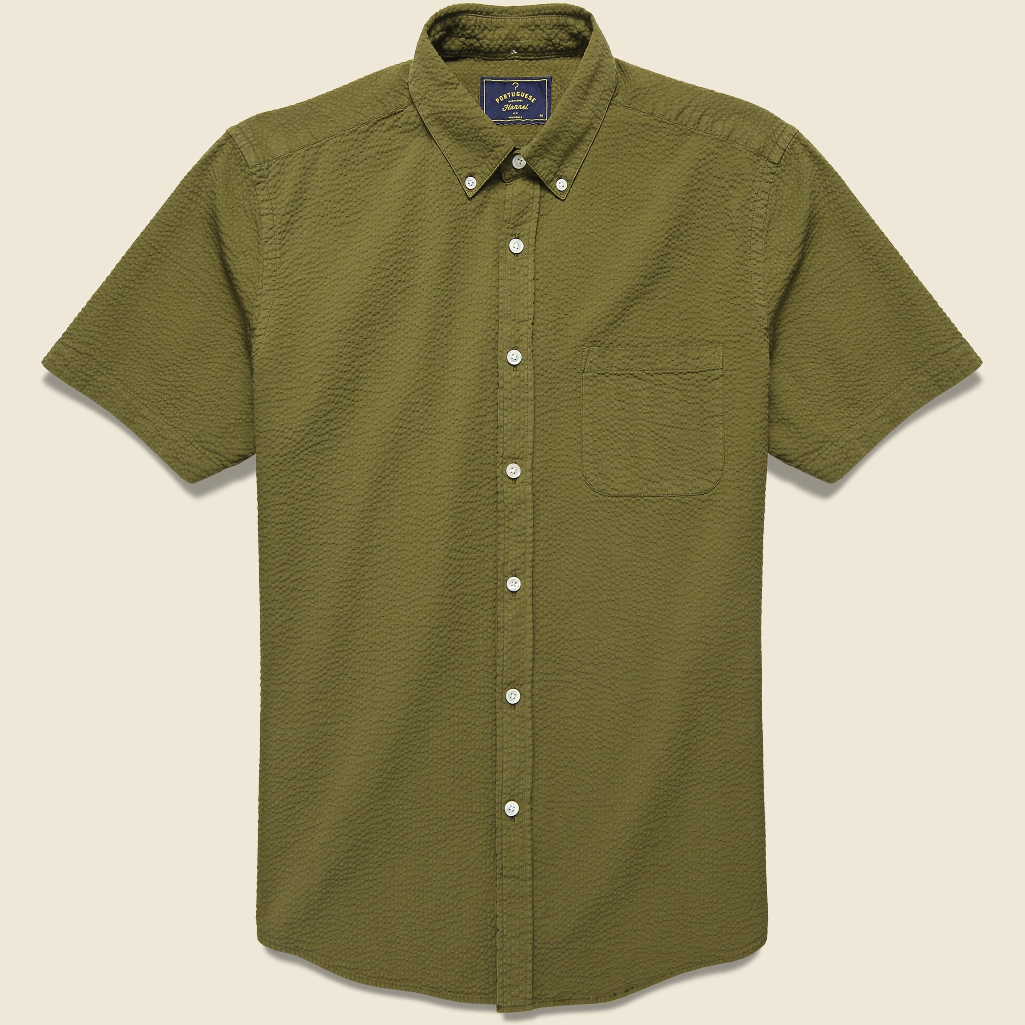 Portuguese Flannel, Atlantico Seersucker Shirt - Olive