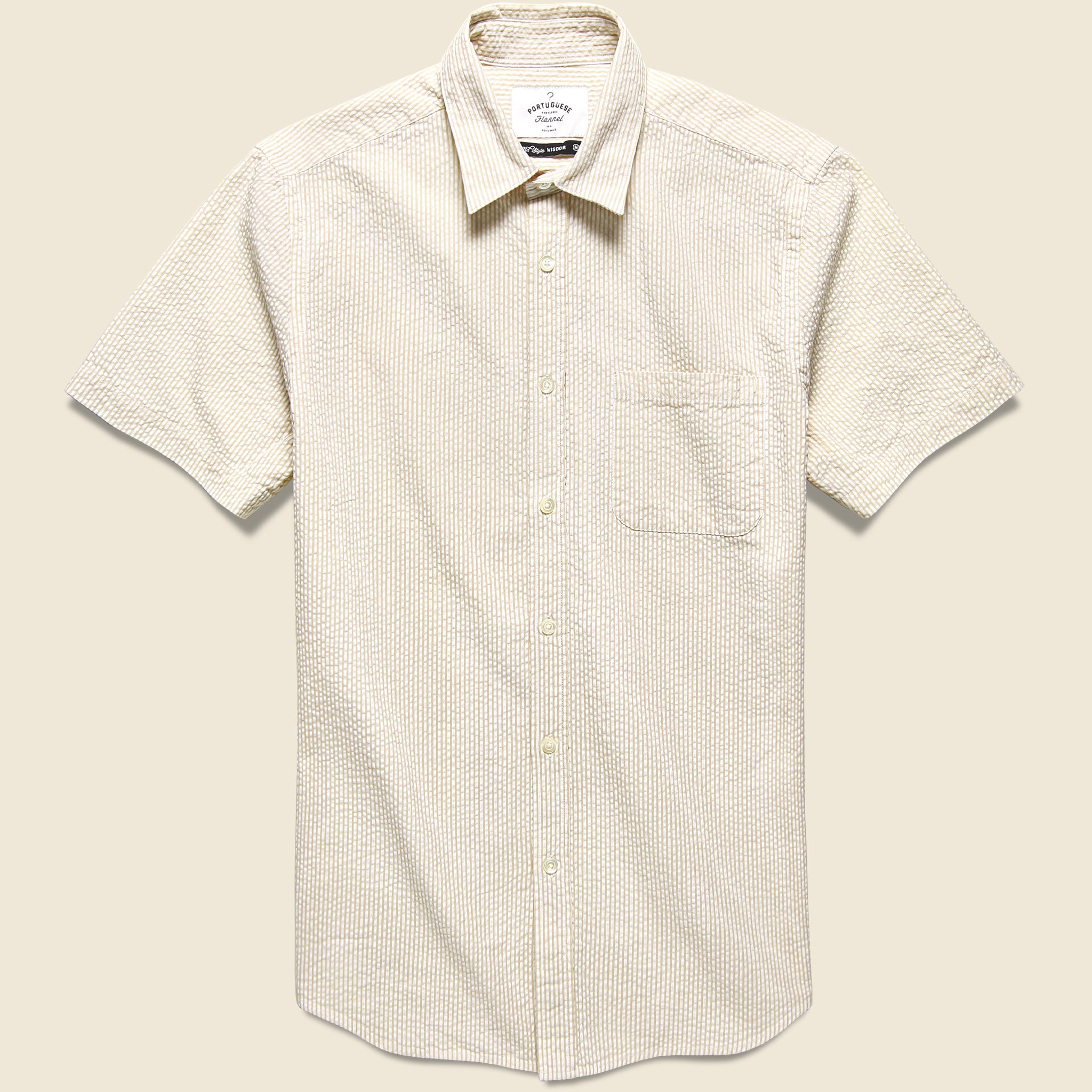 Portuguese Flannel, Atlantico Seersucker Shirt - Sand