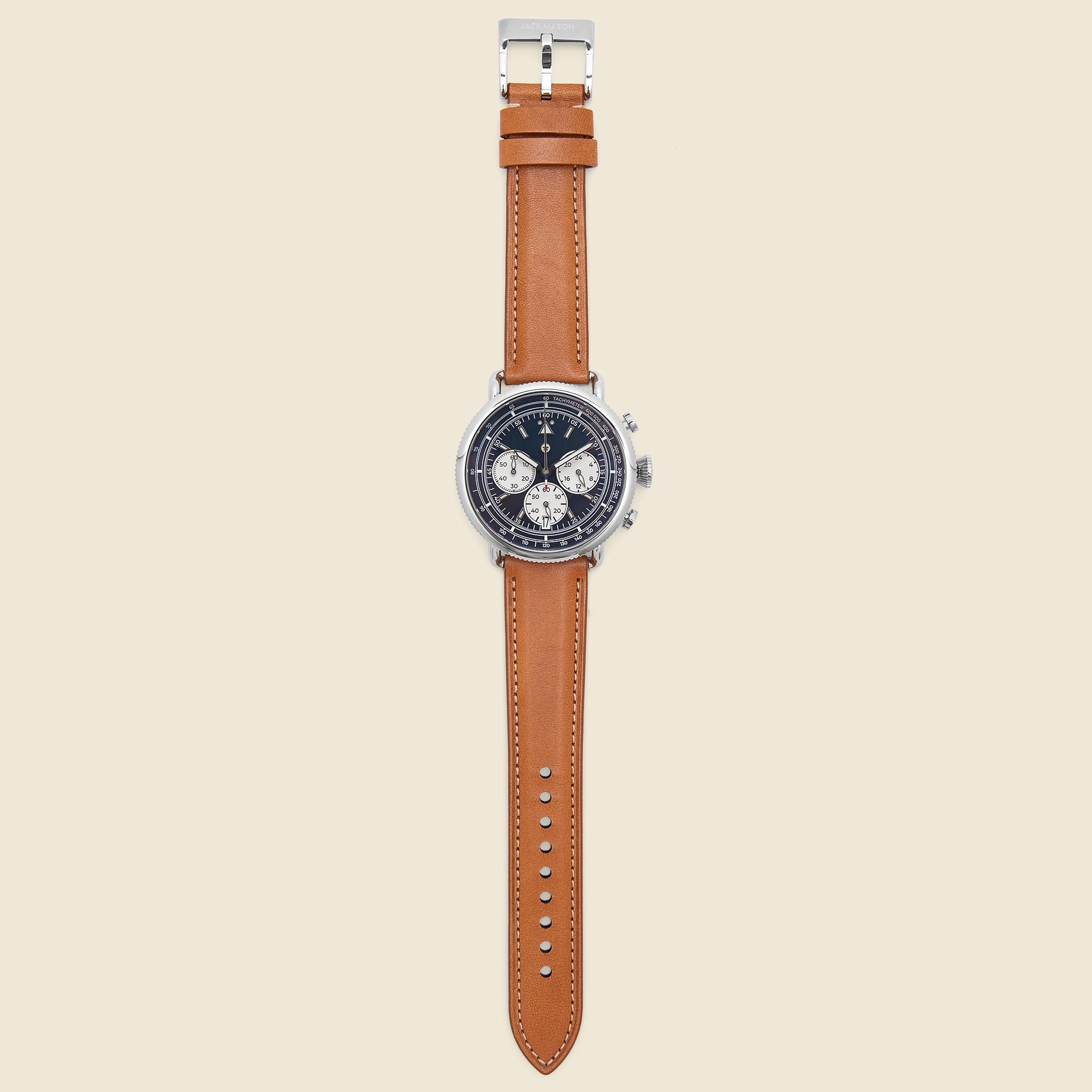 Jack Mason, Avigator Meca-Quartz Chronograph Watch - Navy/Brown/White