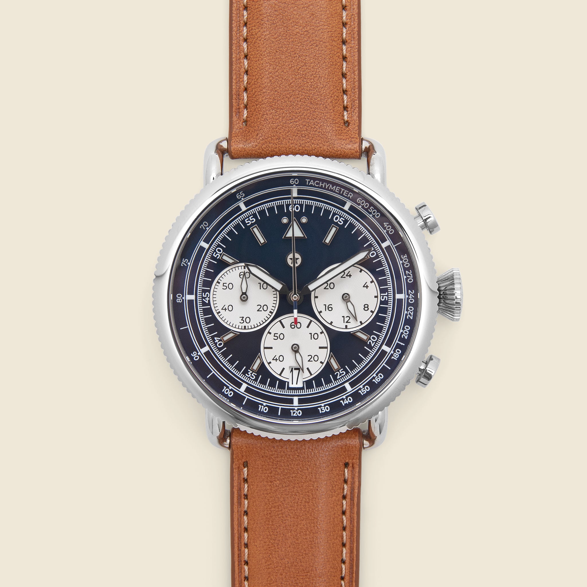 Jack Mason, Avigator Meca-Quartz Chronograph Watch - Navy/Brown/White