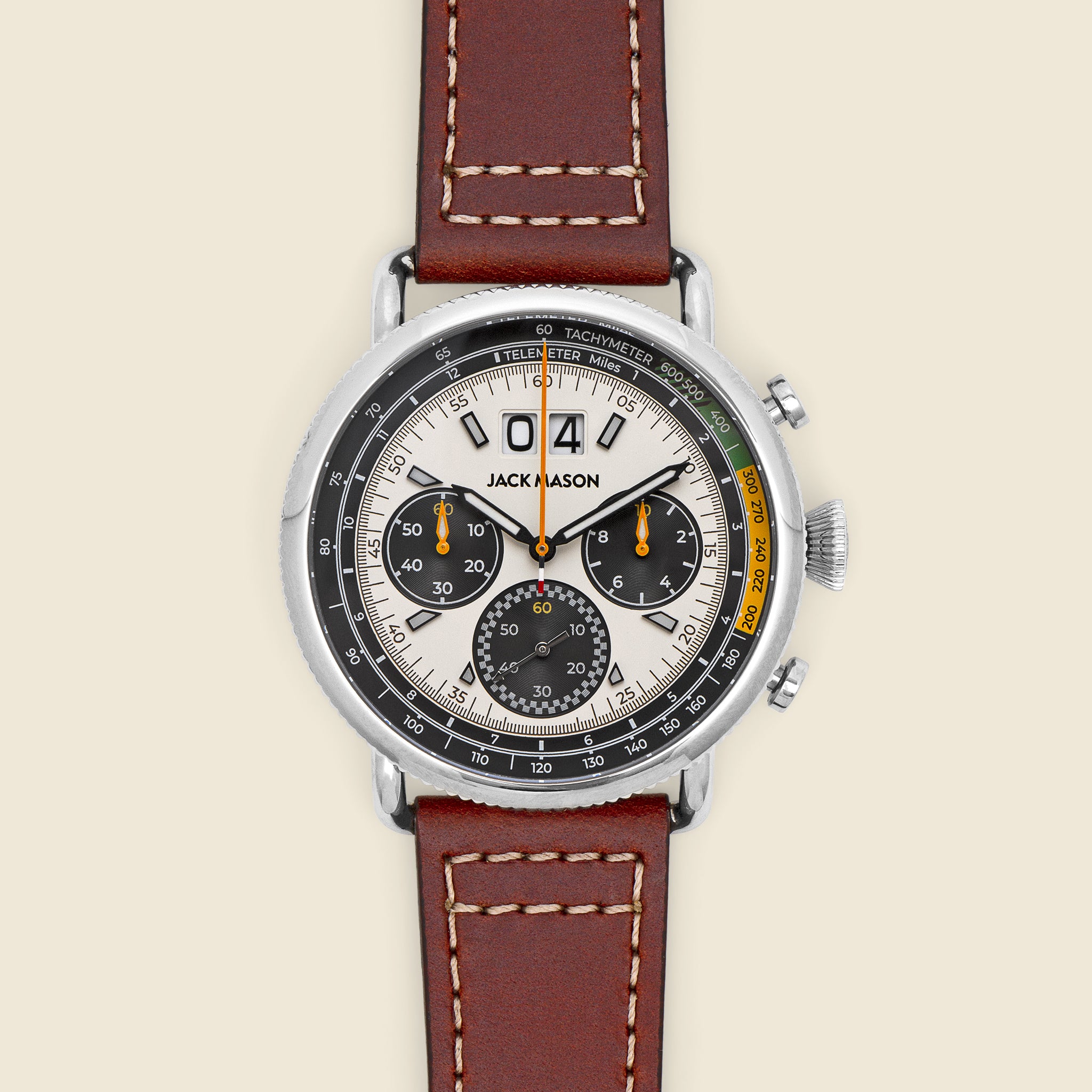 Jack Mason, Avigator Sport Chronograph 45MM - Brown/Off White