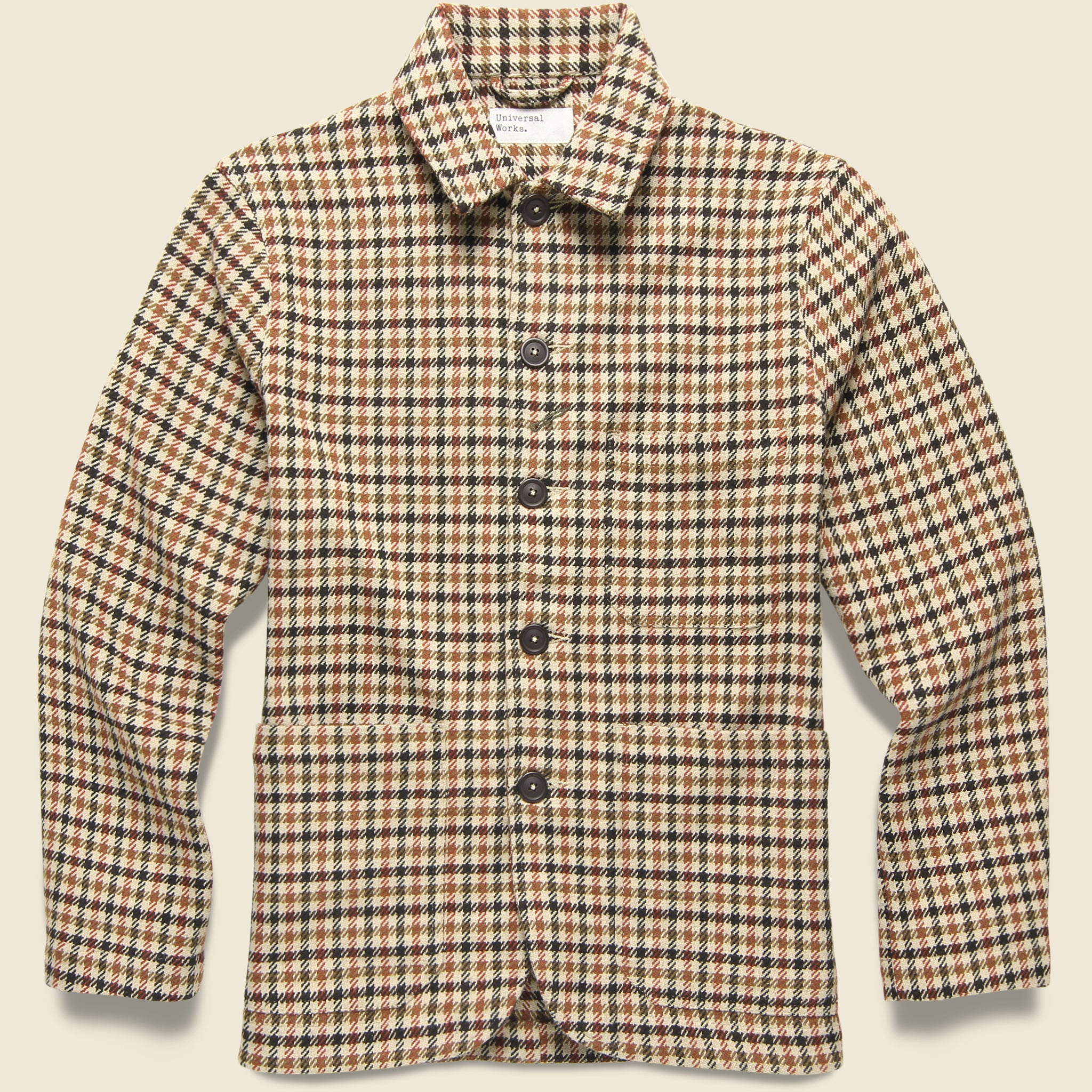 Universal Works, Bakers Chore Jacket - Stone Houndstooth Check