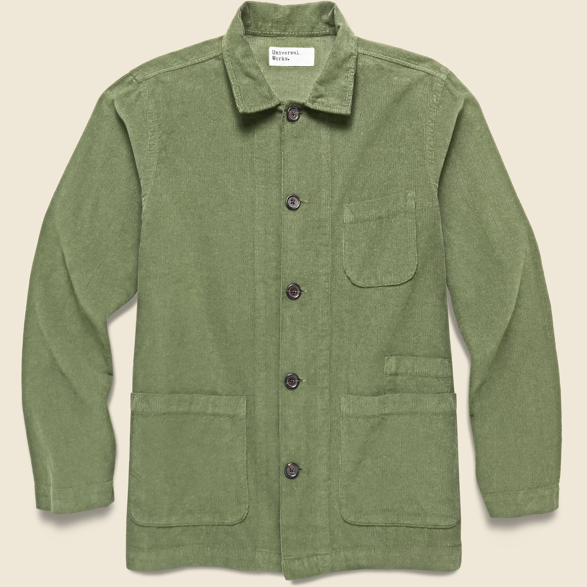 Universal Works, Bakers Fine Cord Overshirt - Olive