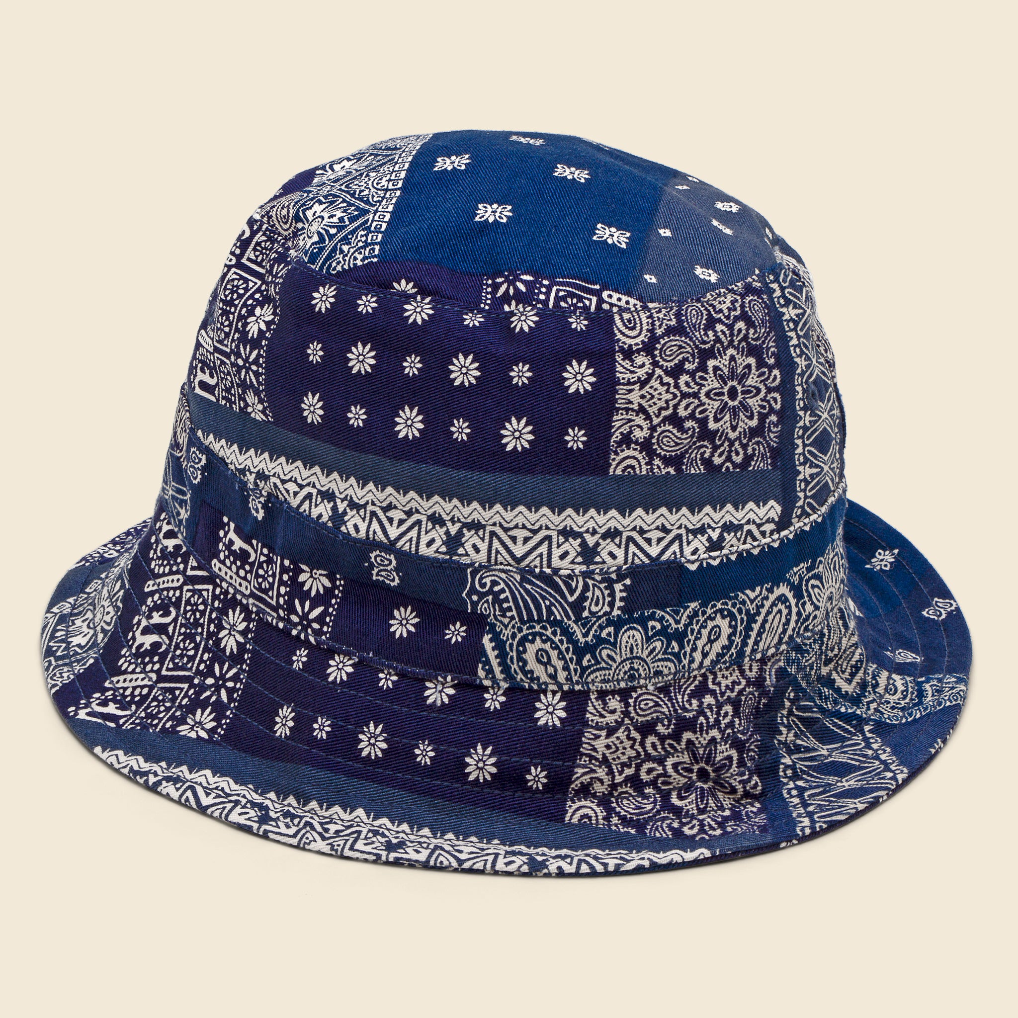 Universal Works, Bandana Bucket Hat - Indigo/Black