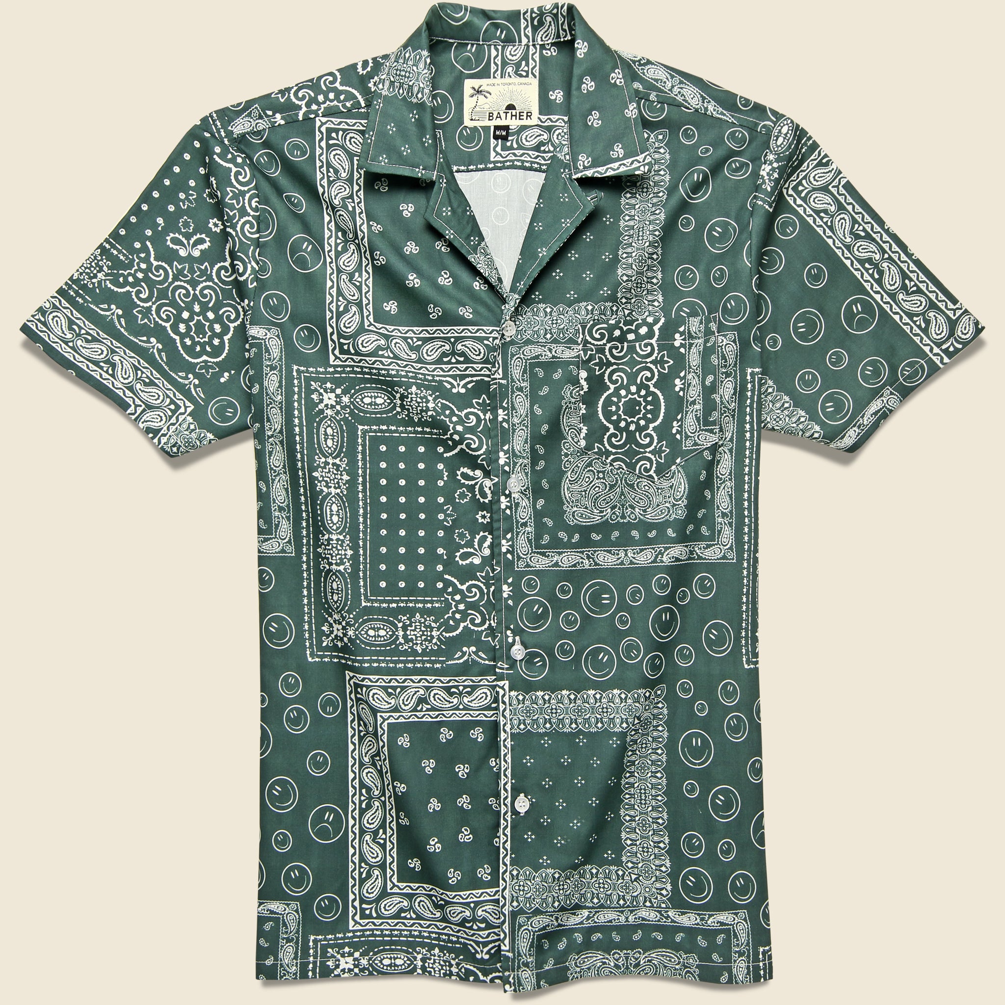 Bather, Bandana Button Up Shirt - Green