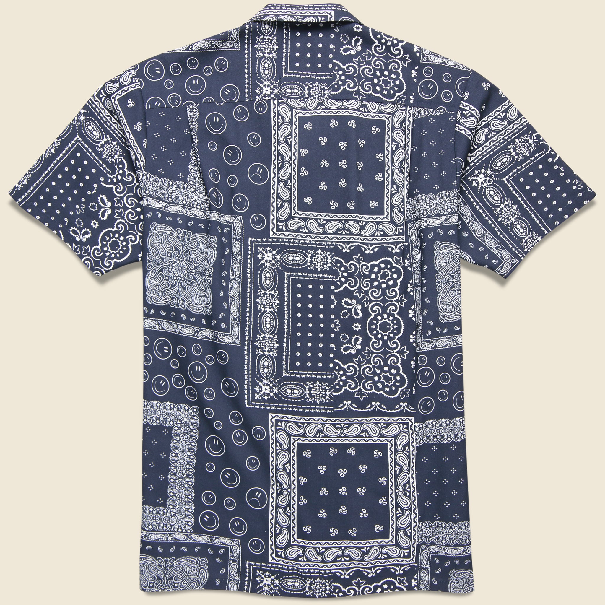 Bather, Bandana Print Camp Shirt - Navy