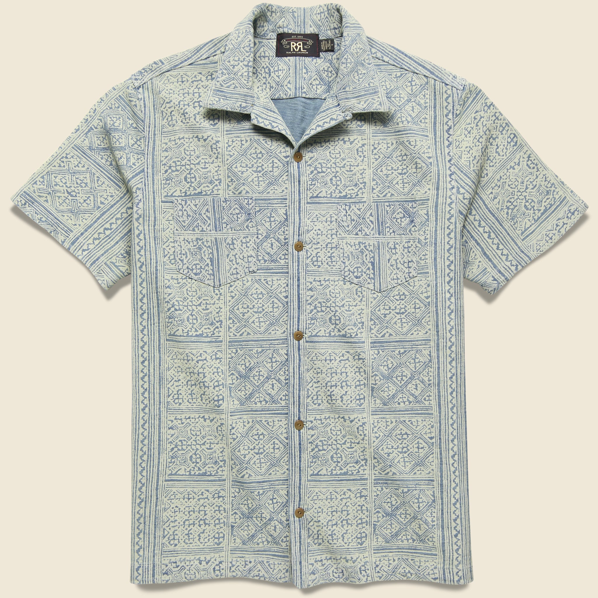 RRL, Bandana Print Jersey Camp Shirt - Indigo/Cream